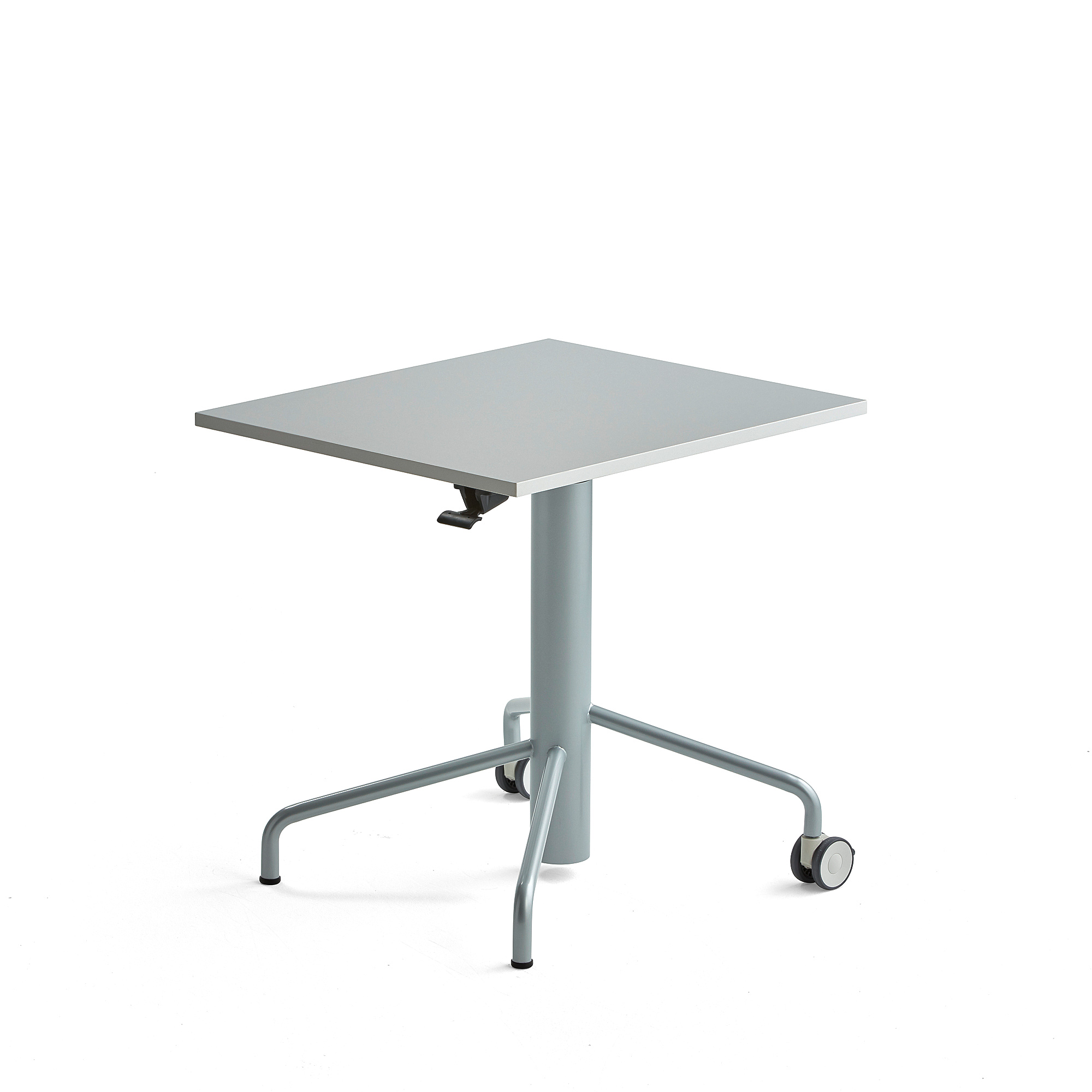 Výškově nastavitelný stůl ARISE, 600x700 mm, šedá podnož, akustické lamino, šedá