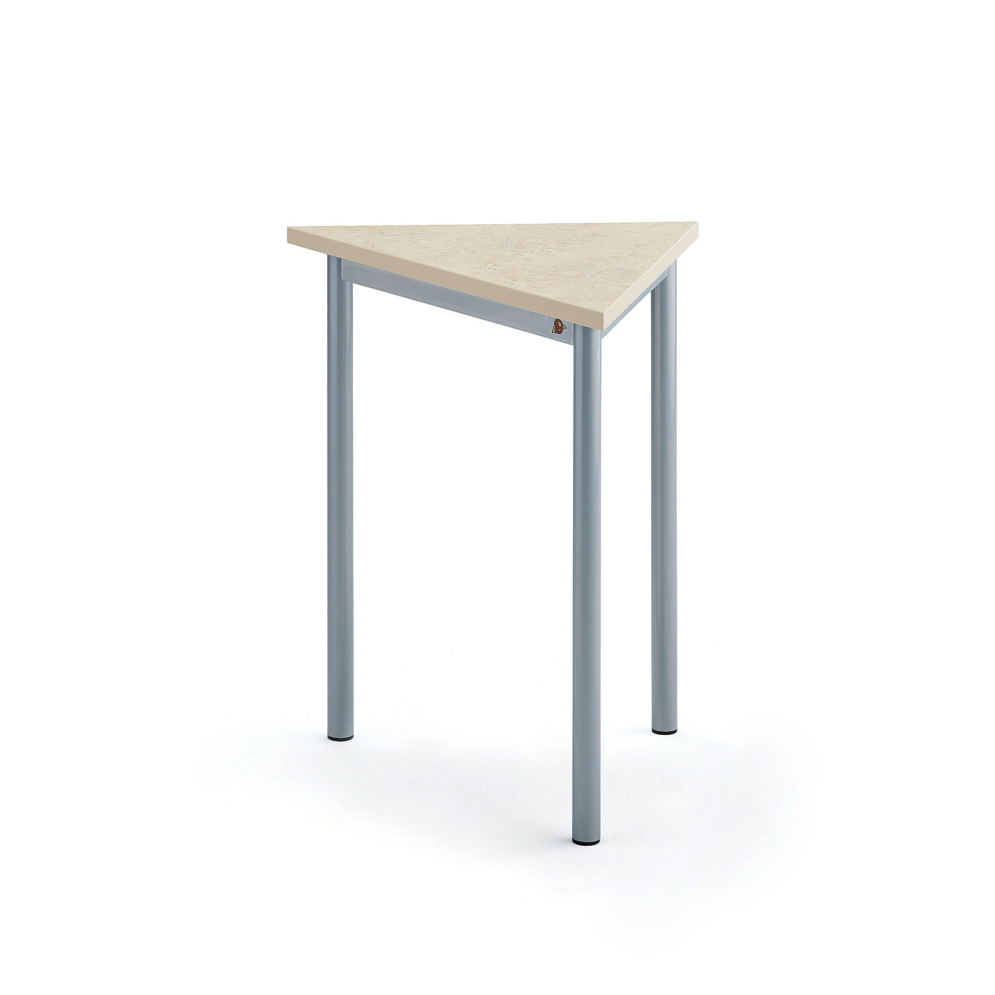 Stůl SONITUS TRIANGEL, 700x600x720 mm, stříbrné nohy, deska s linoleem, béžová