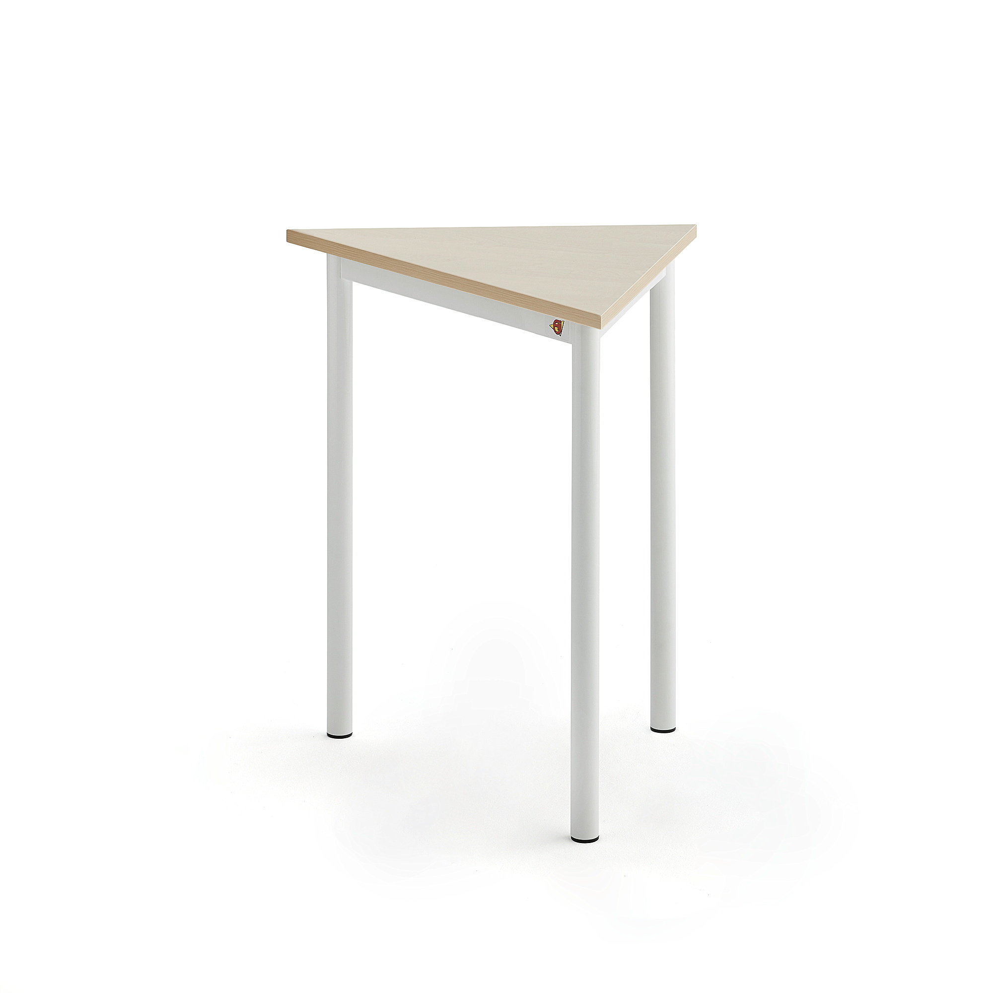 Stůl SONITUS TRIANGEL, 700x600x720 mm, bílé nohy, HPL deska tlumící hluk, bříza