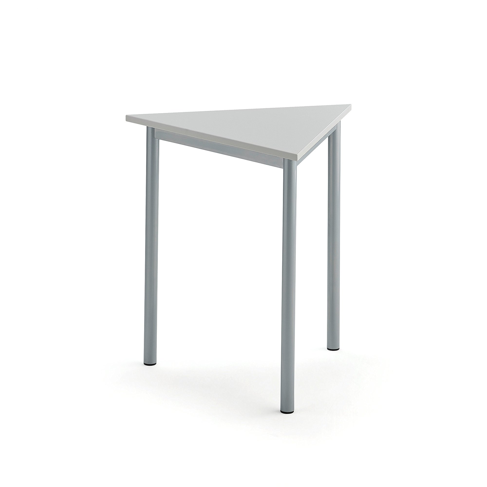Stůl SONITUS TRIANGEL, 700x700x720 mm, stříbrné nohy, HPL deska tlumící hluk, šedá