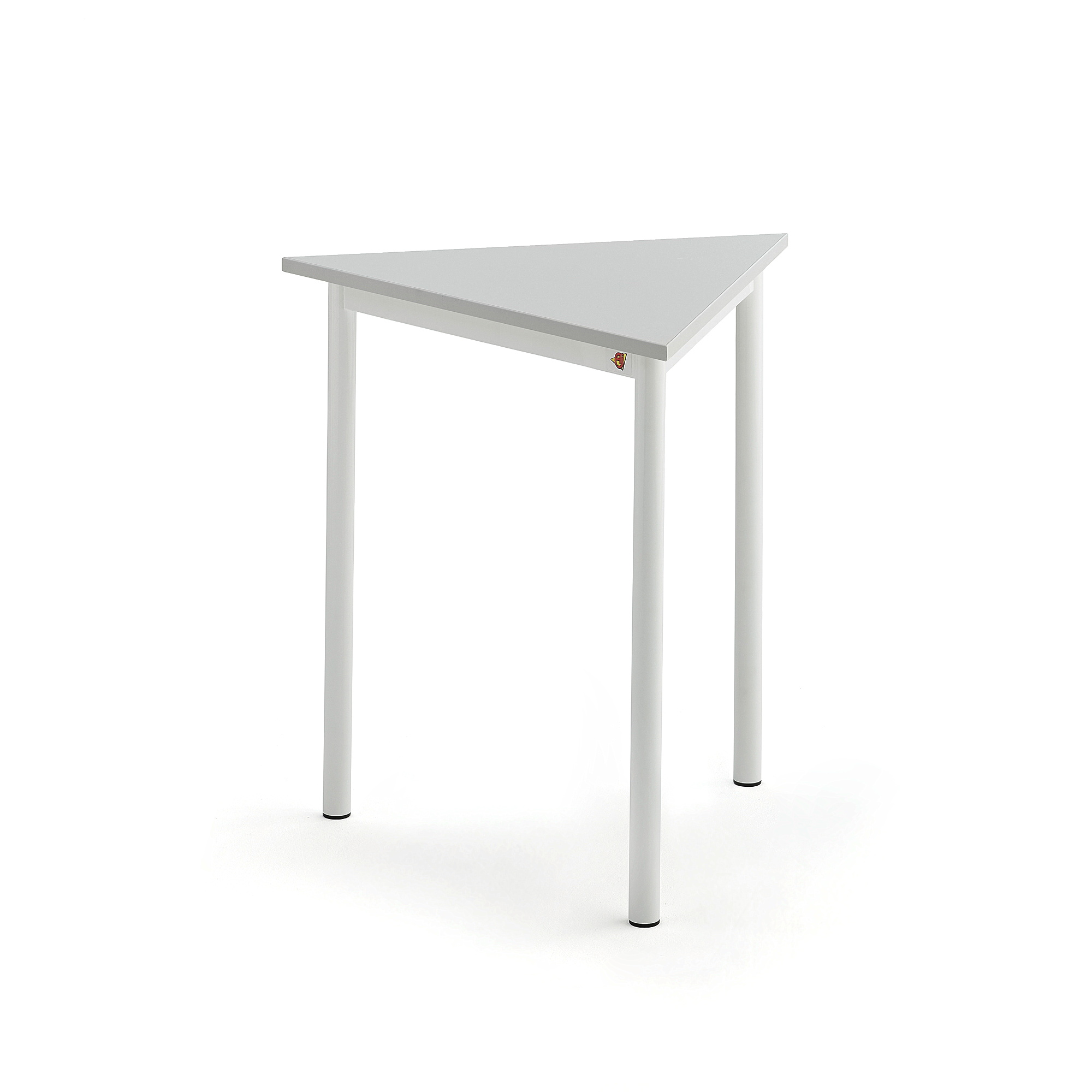 Stůl SONITUS TRIANGEL, 700x700x720 mm, bílé nohy, HPL deska tlumící hluk, šedá