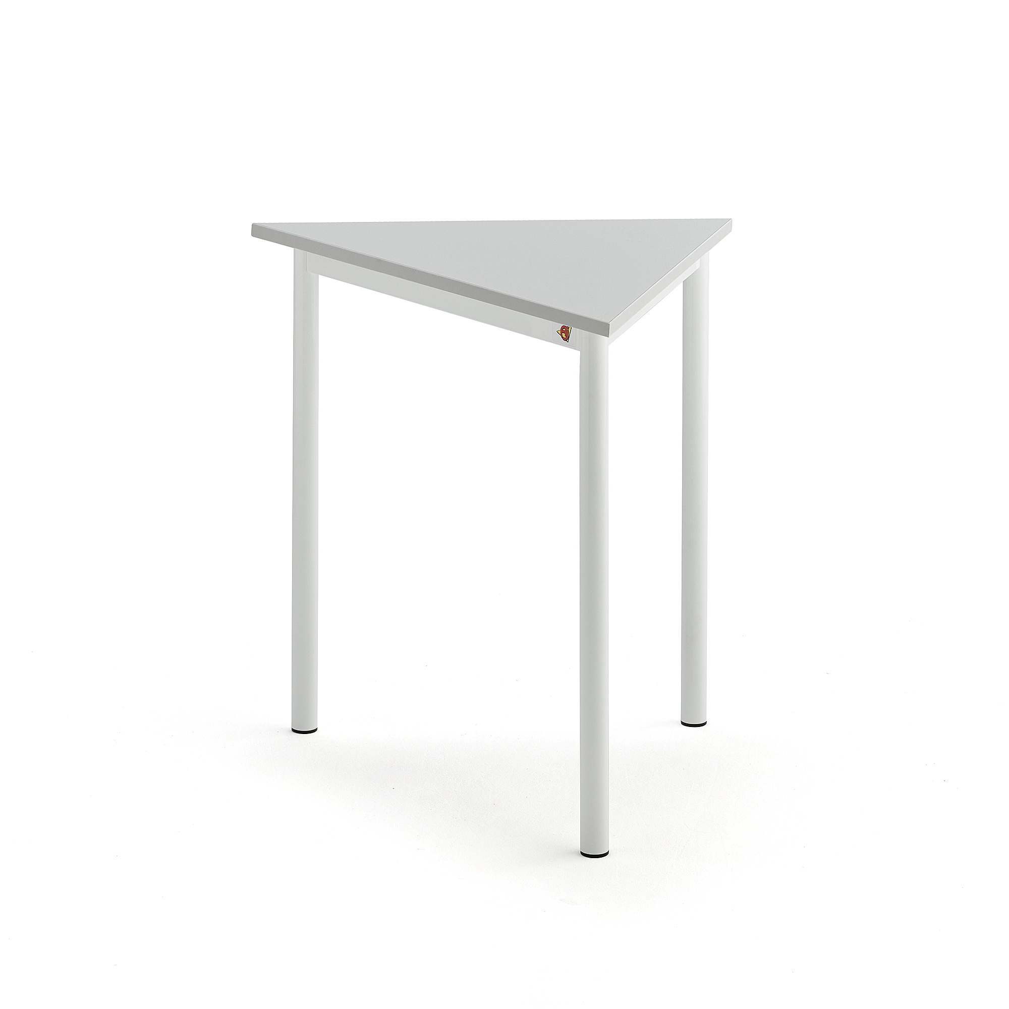 Stůl SONITUS TRIANGEL, 800x700x720 mm, bílé nohy, HPL deska tlumící hluk, šedá