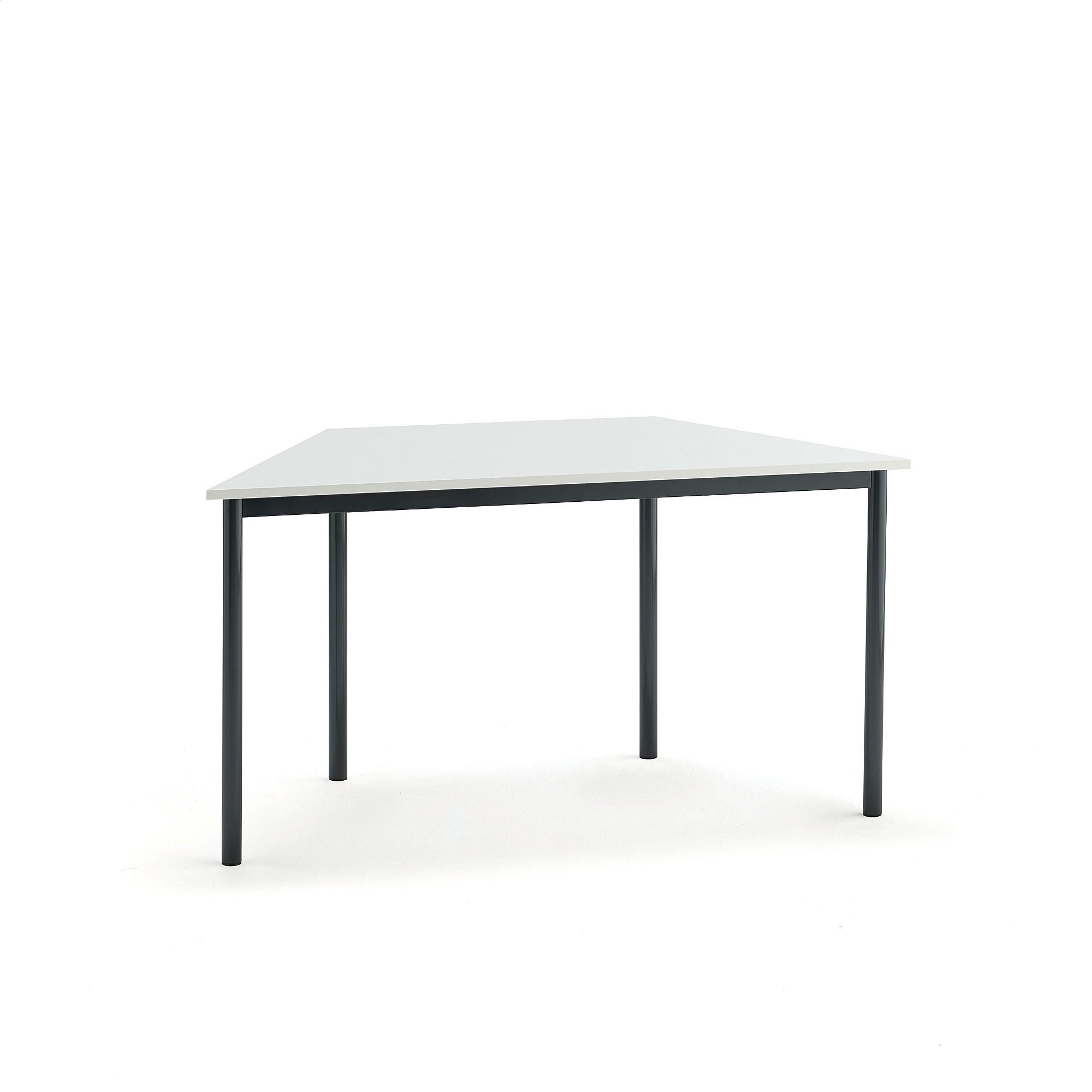 Stůl SONITUS TRAPETS, 1200x600x720 mm, antracitově šedé nohy, HPL deska tlumící hluk, bílá
