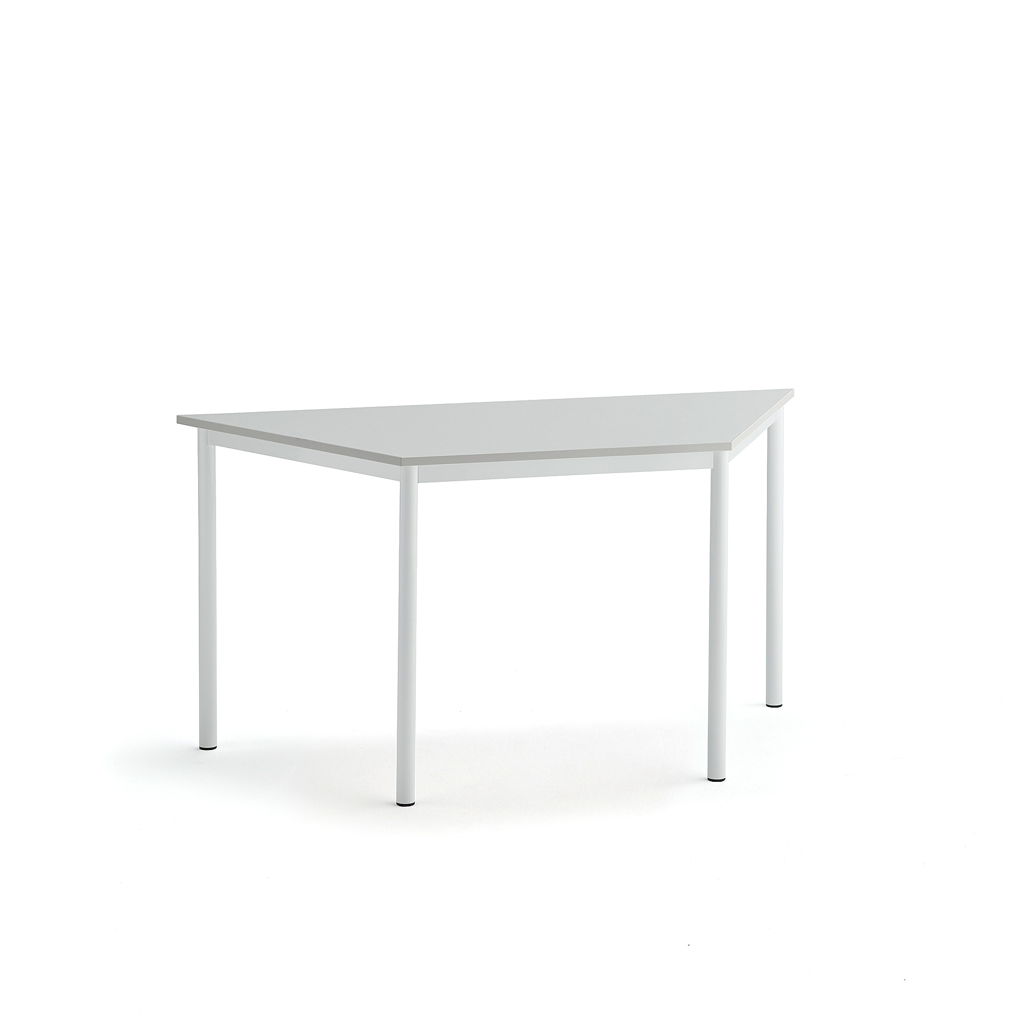 Stůl SONITUS TRAPETS, 1400x700x720 mm, bílé nohy, HPL deska tlumící hluk, šedá