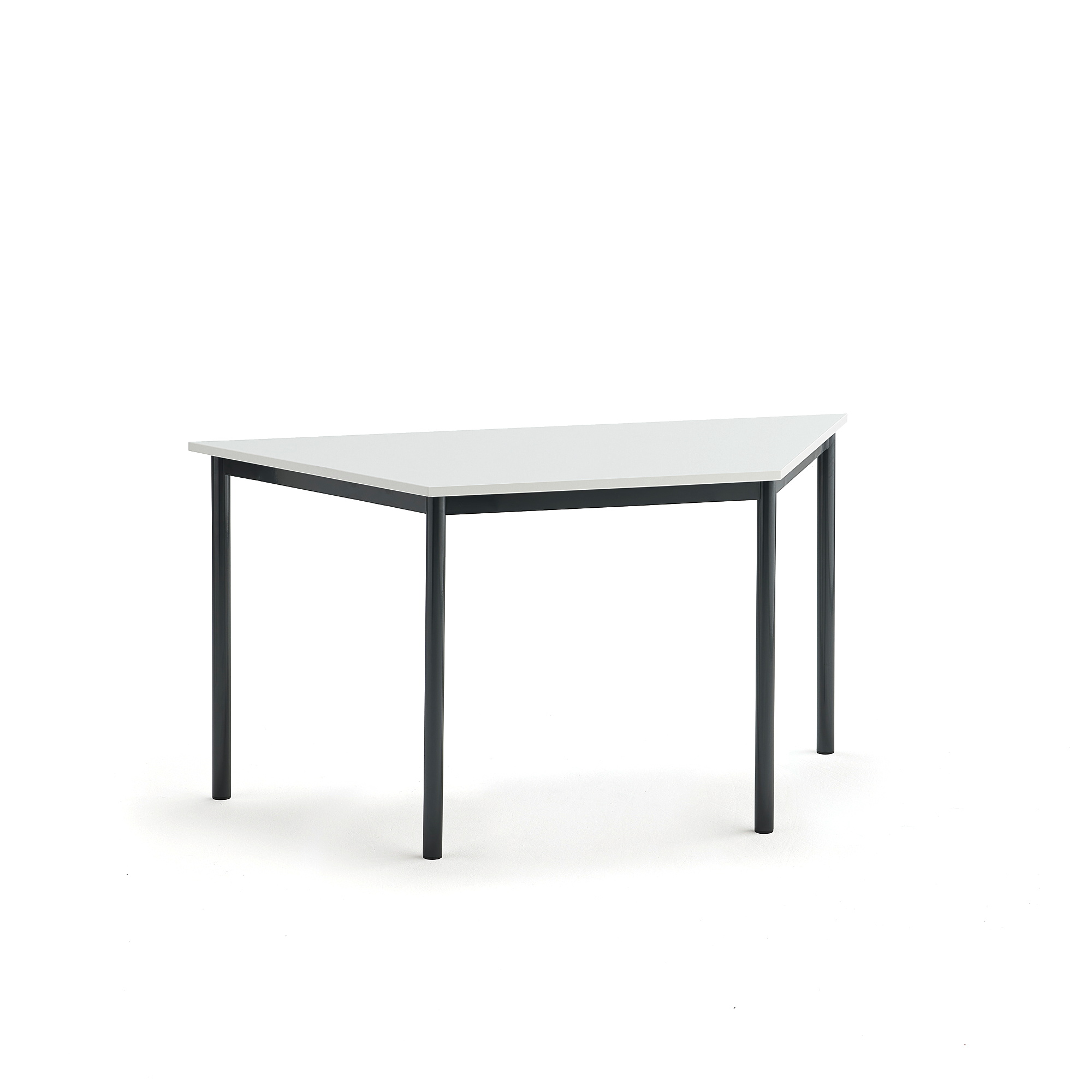 Stůl SONITUS TRAPETS, 1400x700x720 mm, antracitově šedé nohy, HPL deska tlumící hluk, bílá