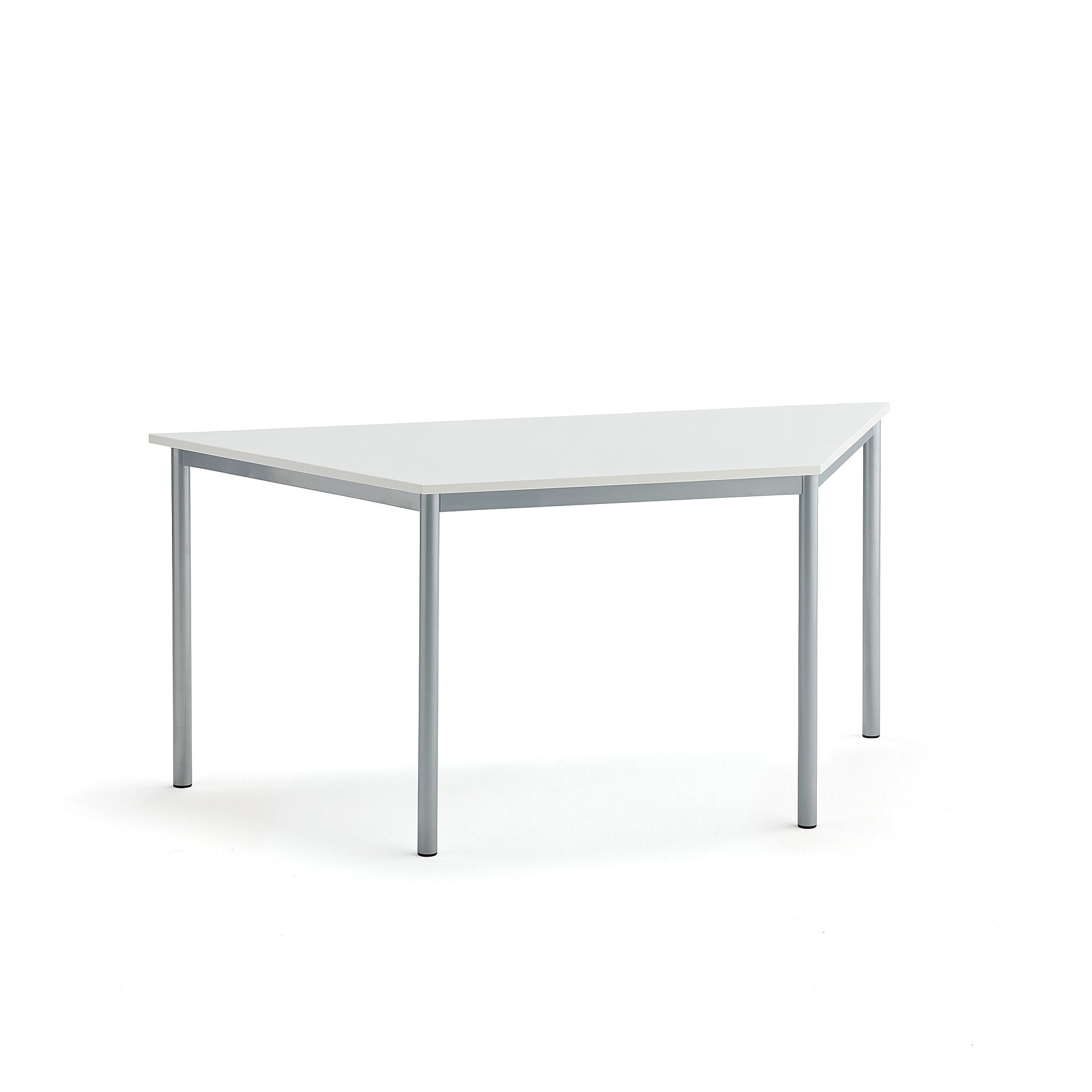 Stůl SONITUS TRAPETS, 1600x800x720 mm, stříbrné nohy, HPL deska tlumící hluk, bílá