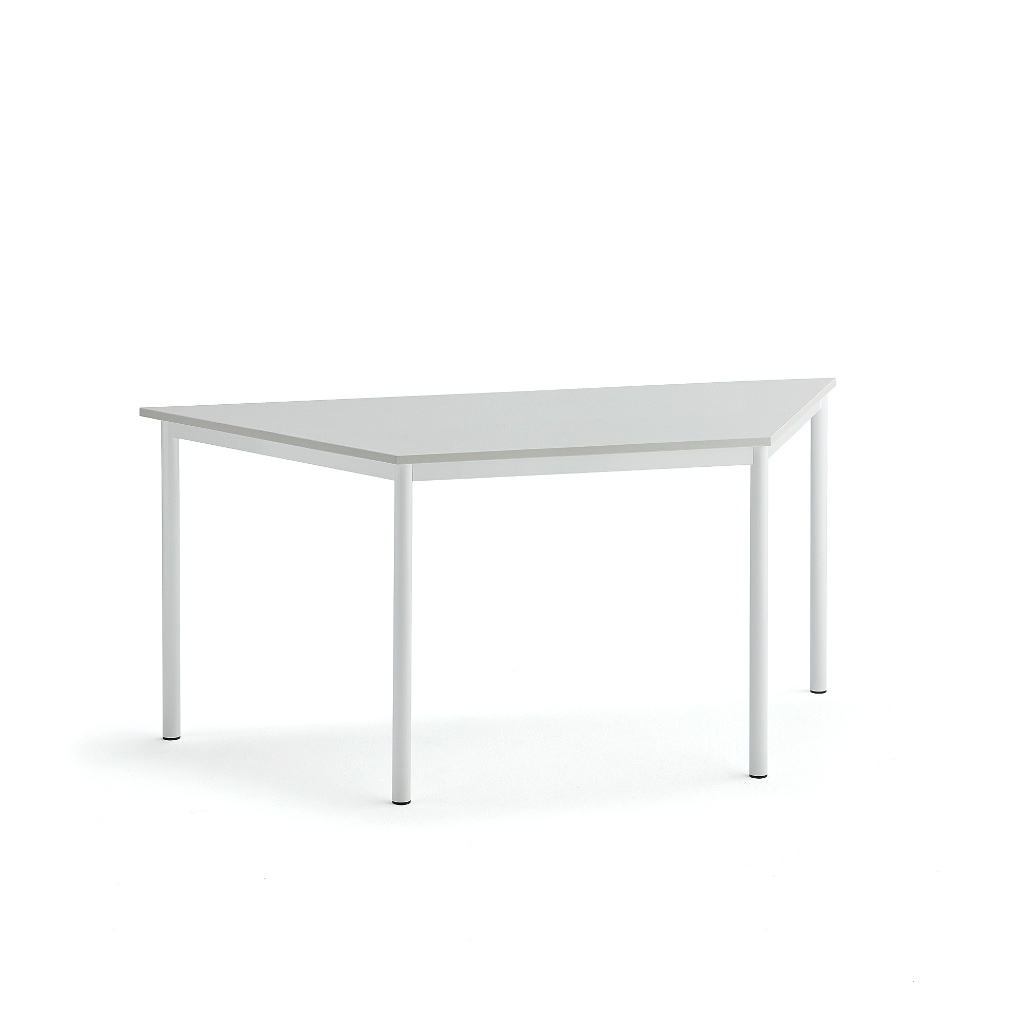 Stůl SONITUS TRAPETS, 1600x800x720 mm, bílé nohy, HPL deska tlumící hluk, šedá