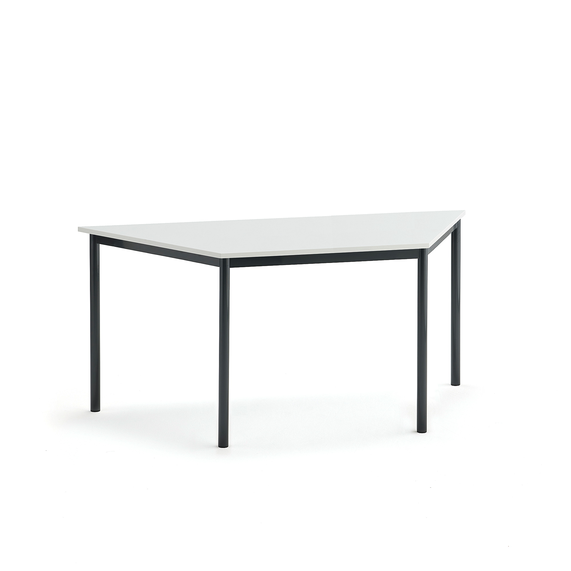 Stůl SONITUS TRAPETS, 1600x800x720 mm, antracitově šedé nohy, HPL deska tlumící hluk, bílá