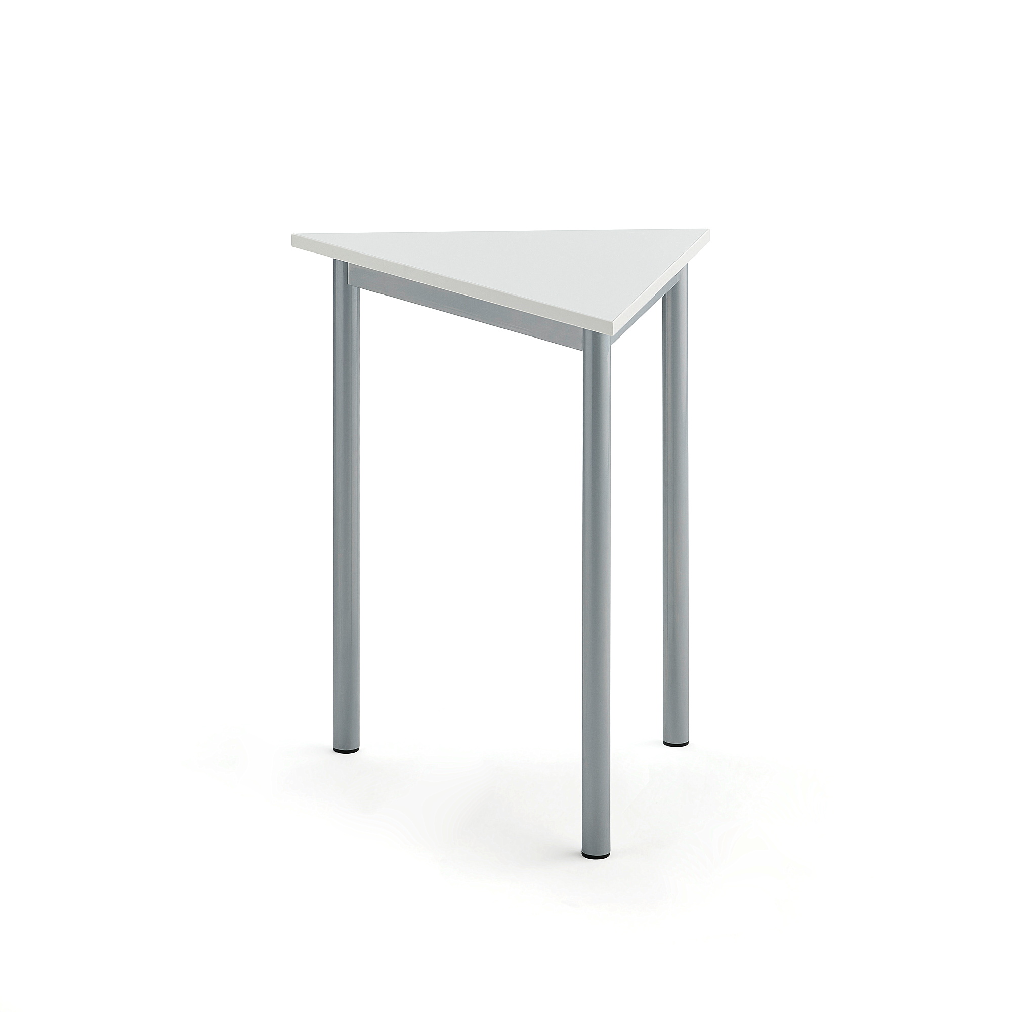 Stůl BORÅS TRIANGEL, 700x600x720 mm, stříbrné nohy, HPL deska, bílá