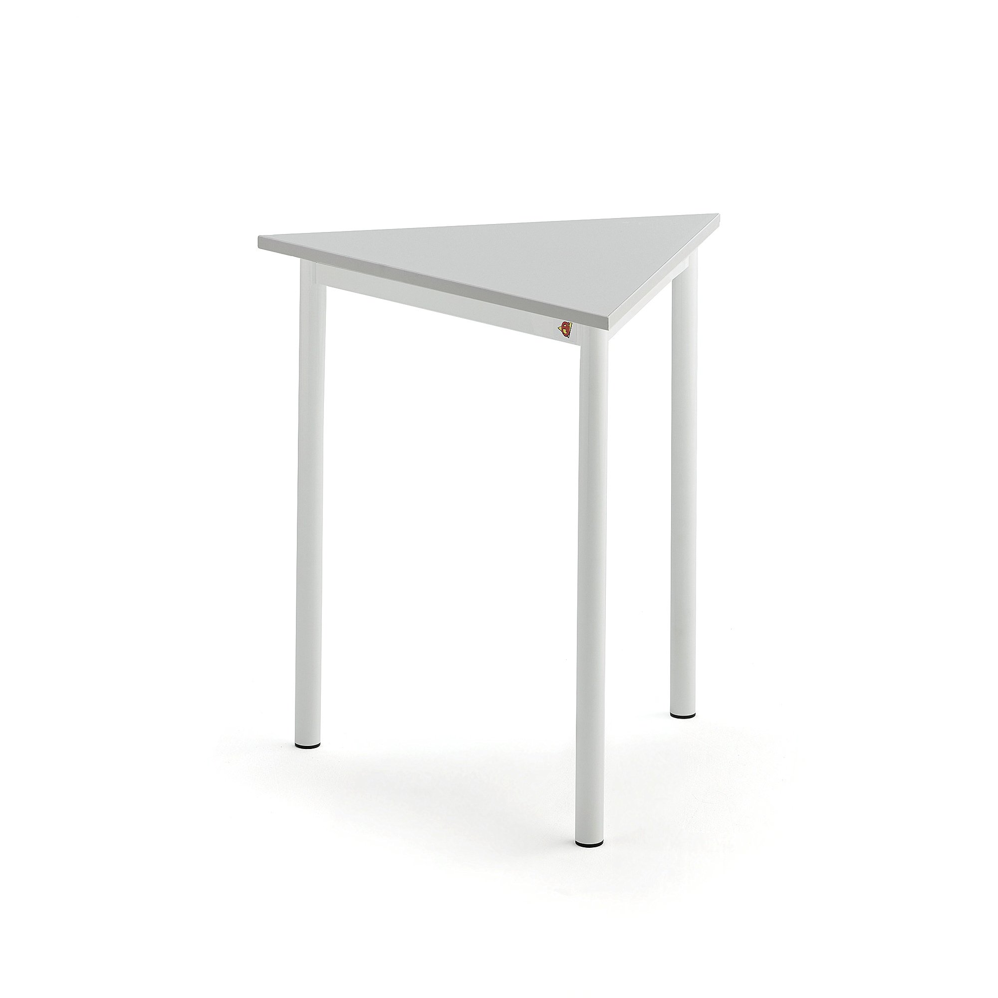 Stůl BORÅS TRIANGEL, 700x700x720 mm, bílé nohy, HPL deska, šedá