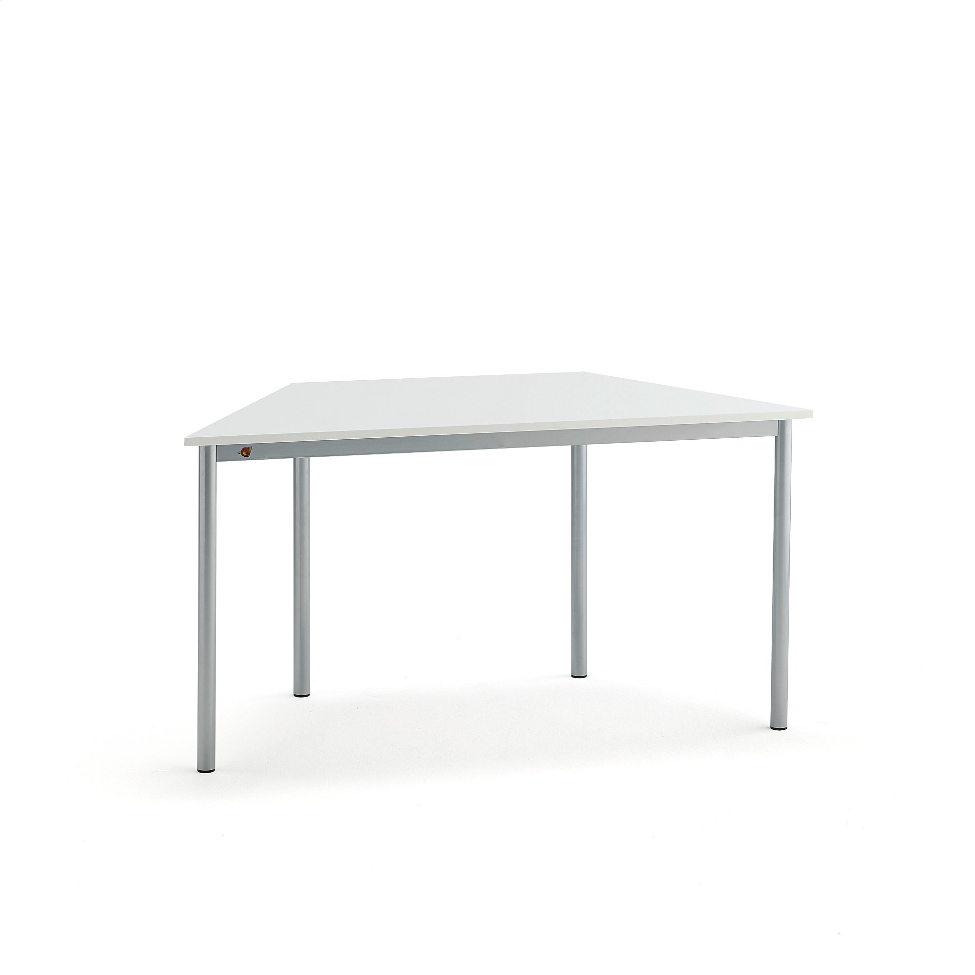 Stůl BORÅS TRAPETS, 1400x700x720 mm, stříbrné nohy, HPL deska, bílá