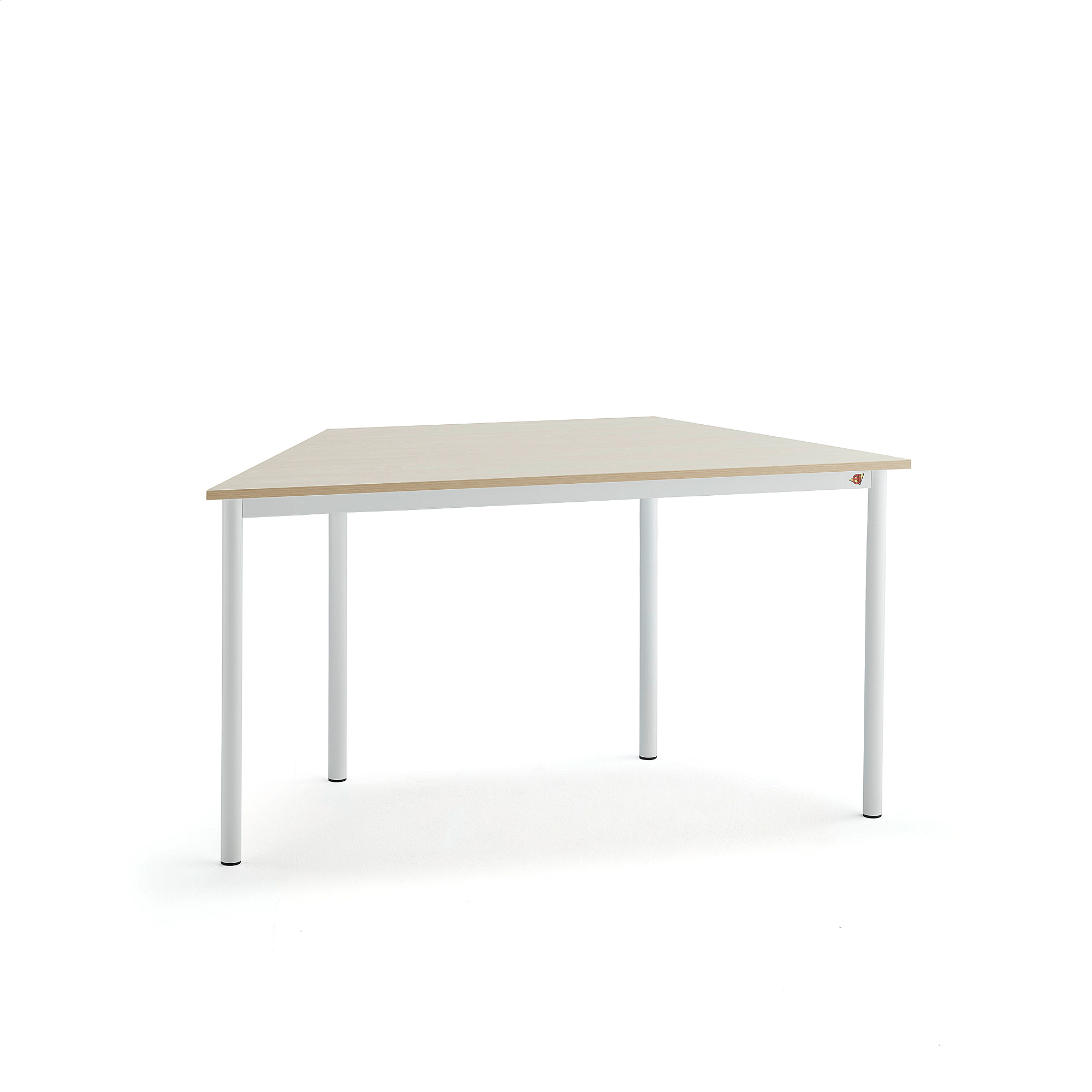 Stůl BORÅS TRAPETS, 1400x700x720 mm, bílé nohy, HPL deska, bříza