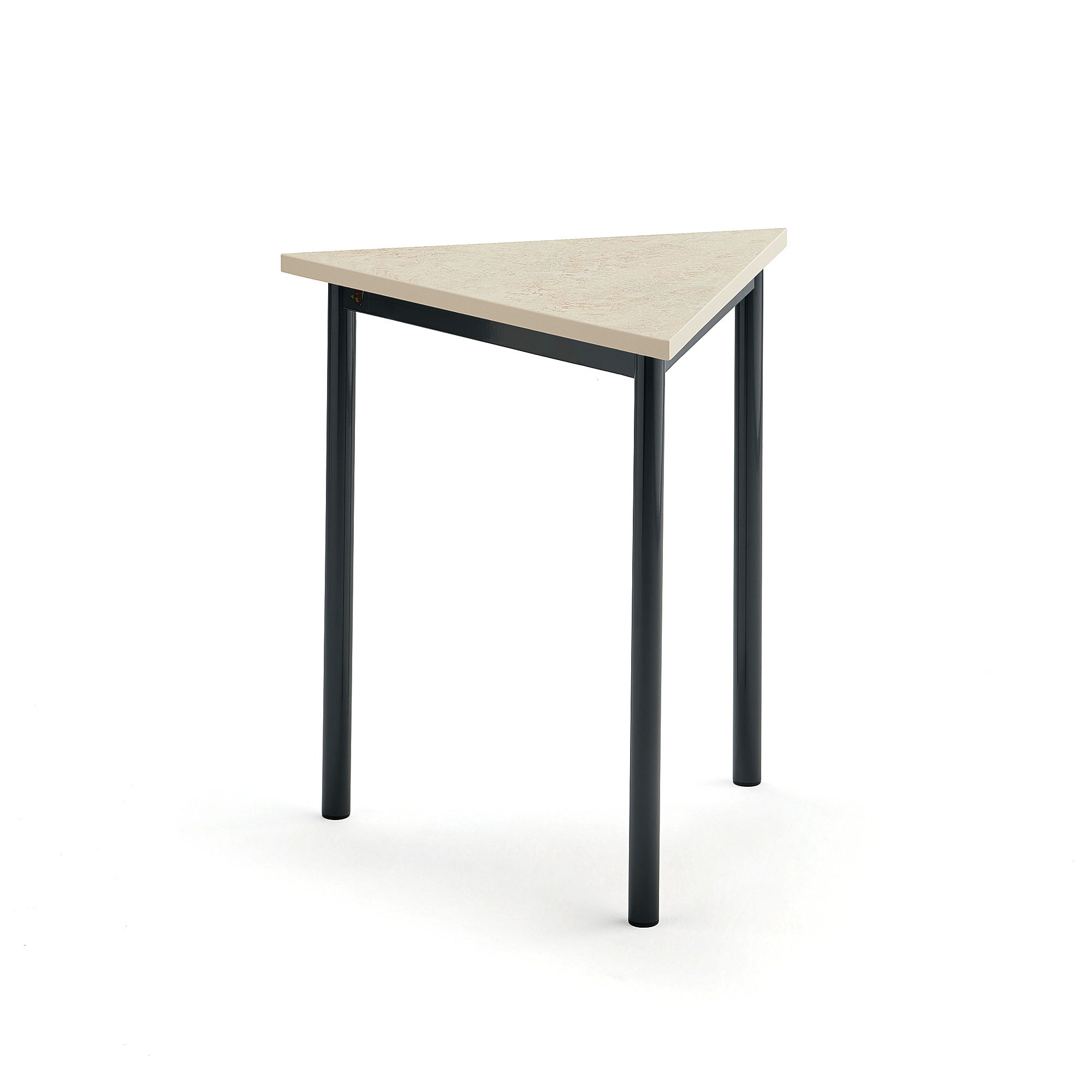 Stůl SONITUS TRIANGEL, 700x700x720 mm, antracitově šedé nohy, deska s linoleem, béžová