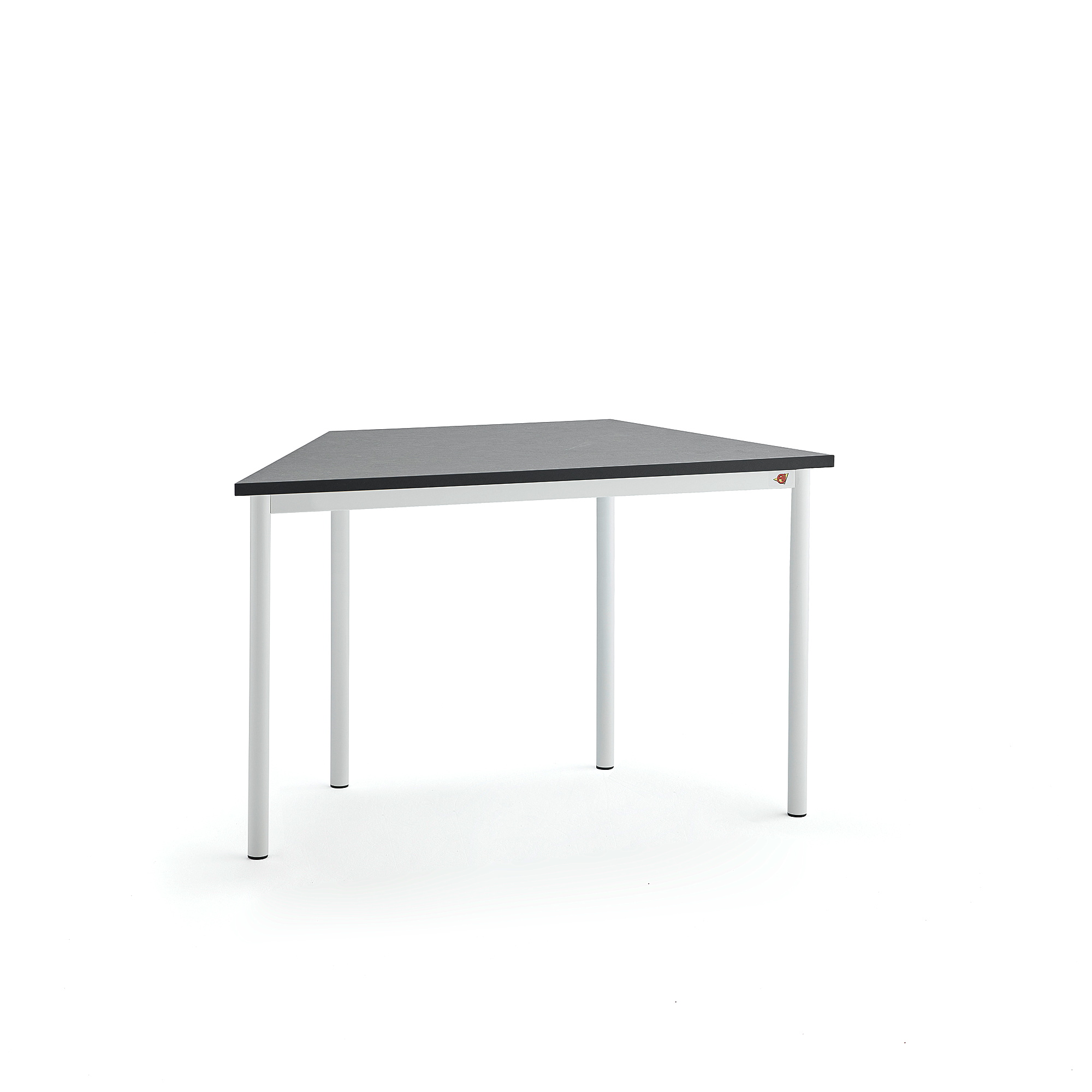 Stůl SONITUS TRAPETS, 1200x600x720 mm, bílé nohy, deska s linoleem, tmavě šedá