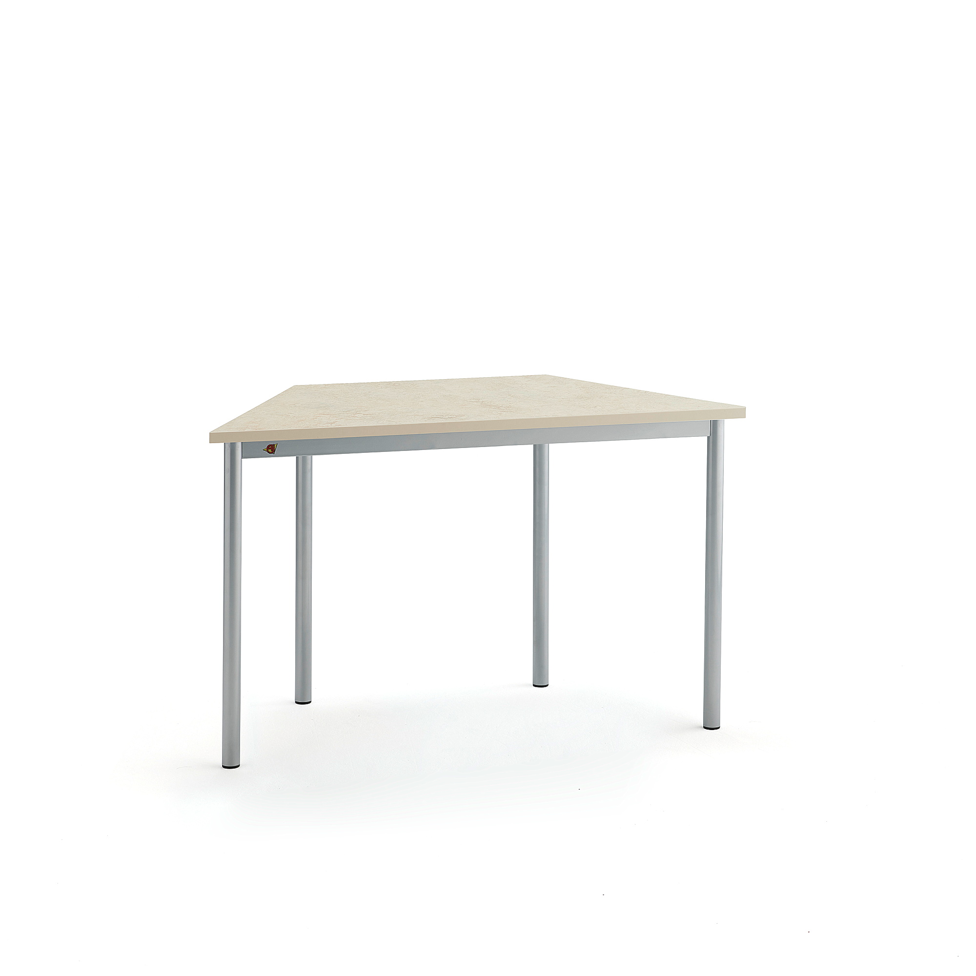Stůl SONITUS TRAPETS, 1200x600x720 mm, stříbrné nohy, deska s linoleem, béžová