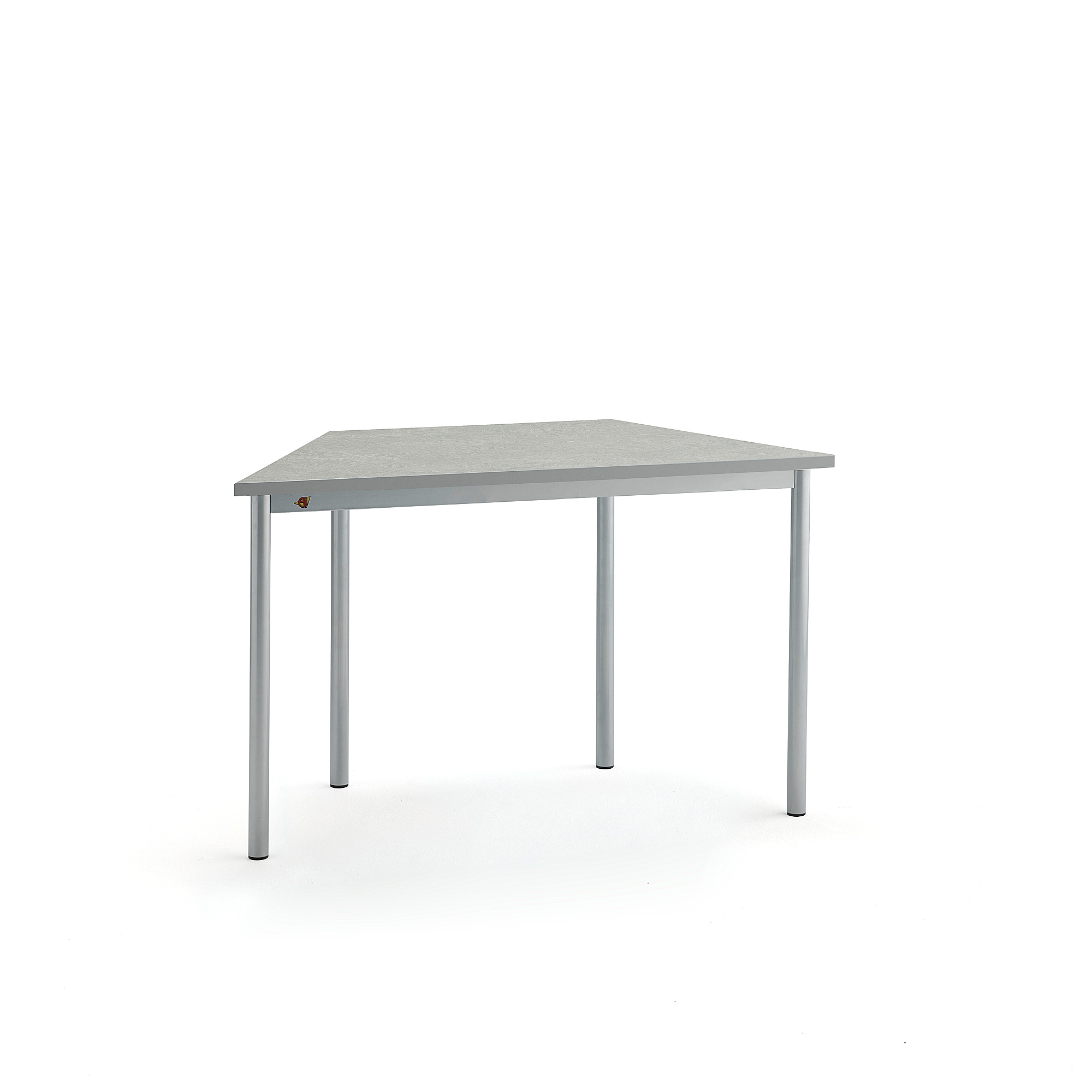 Stůl SONITUS TRAPETS, 1200x600x720 mm, stříbrné nohy, deska s linoleem, šedá