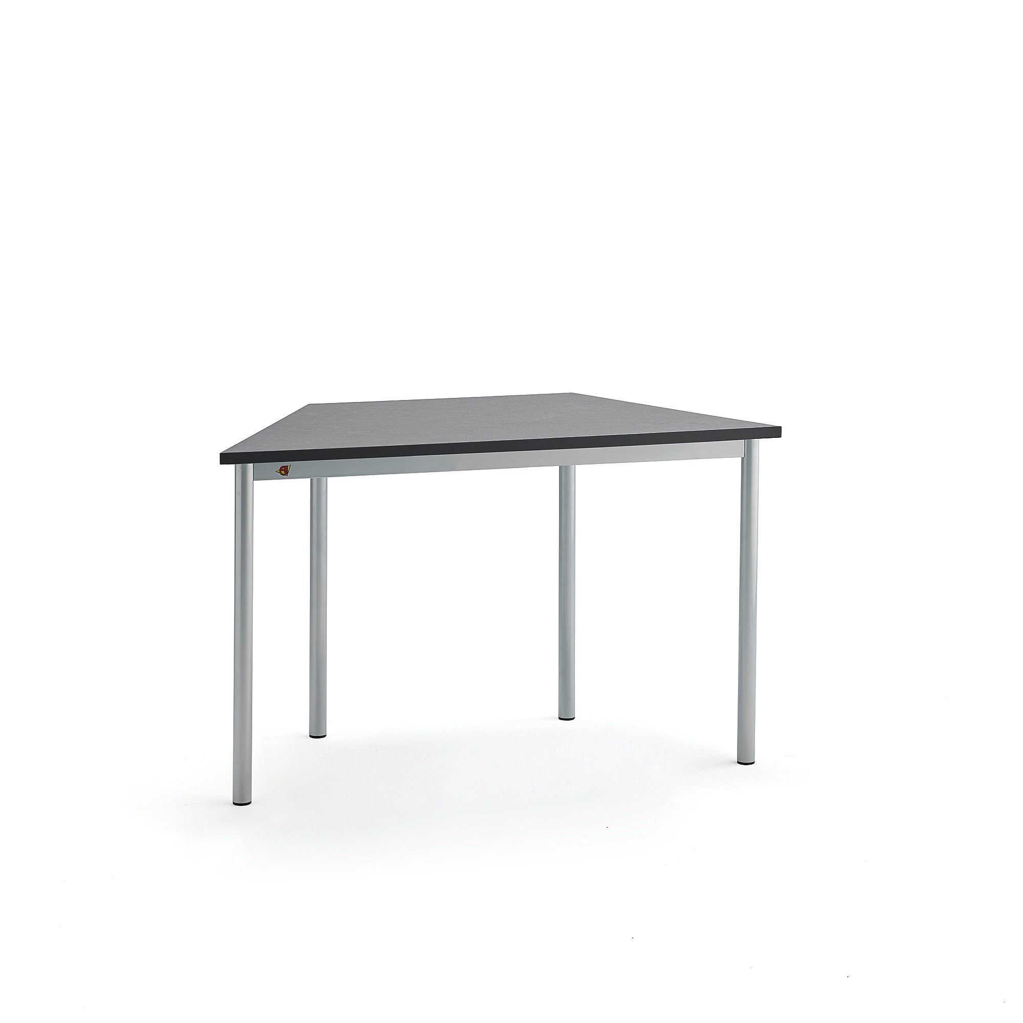 Stůl SONITUS TRAPETS, 1200x600x720 mm, stříbrné nohy, deska s linoleem, tmavě šedá
