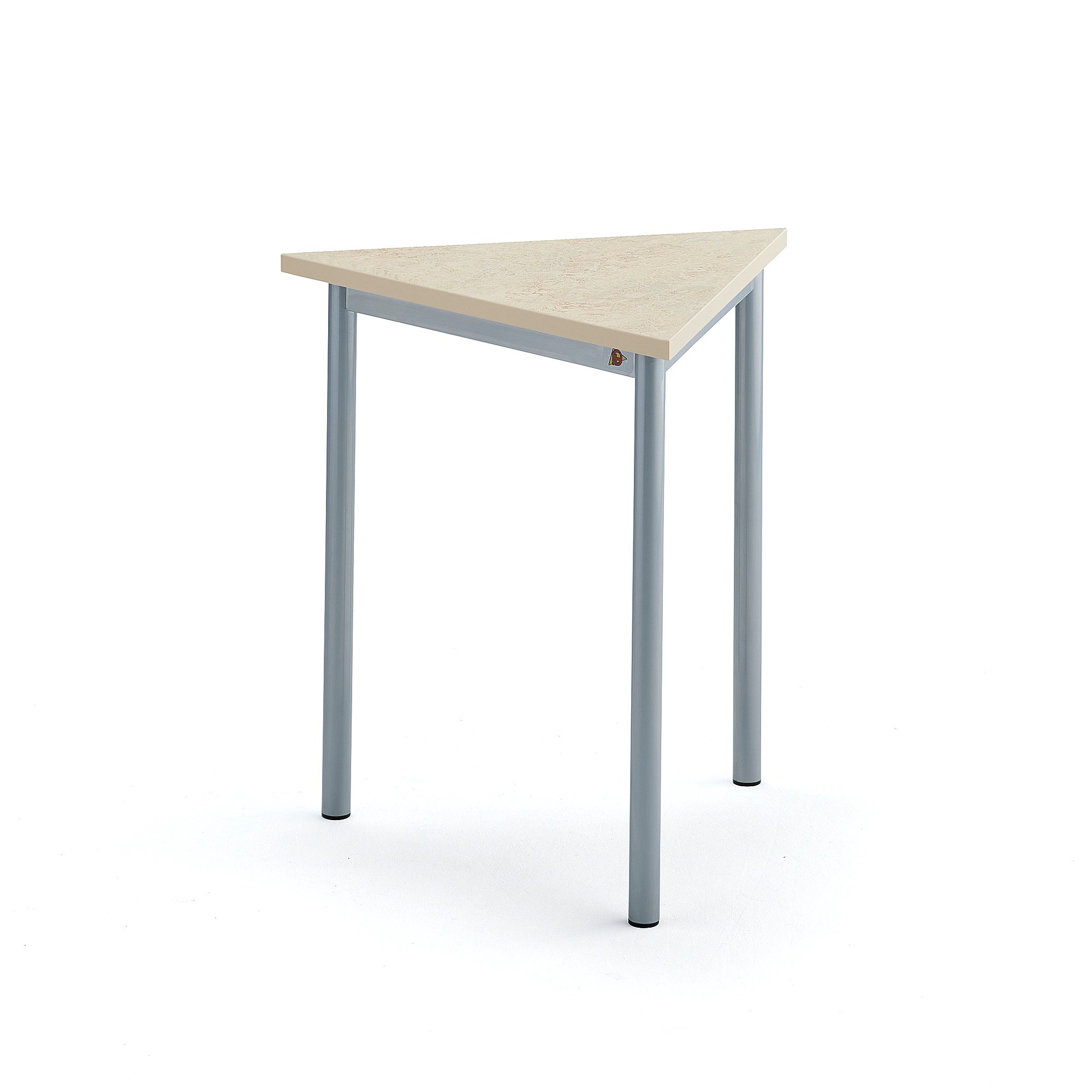 Stůl SONITUS TRIANGEL, 700x700x720 mm, stříbrné nohy, deska s linoleem, béžová