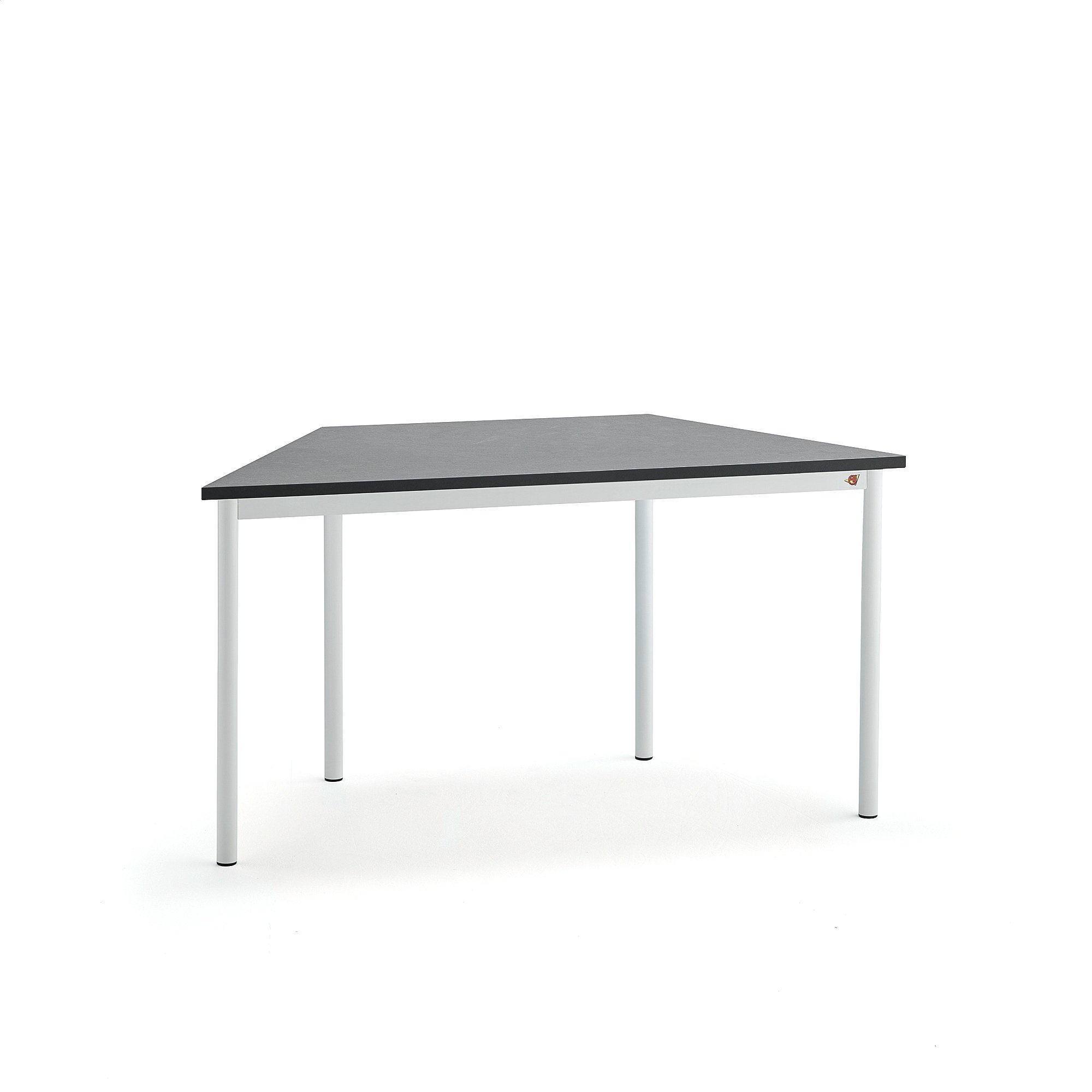 Stůl SONITUS TRAPETS, 1400x700x720 mm, bílé nohy, deska s linoleem, tmavě šedá