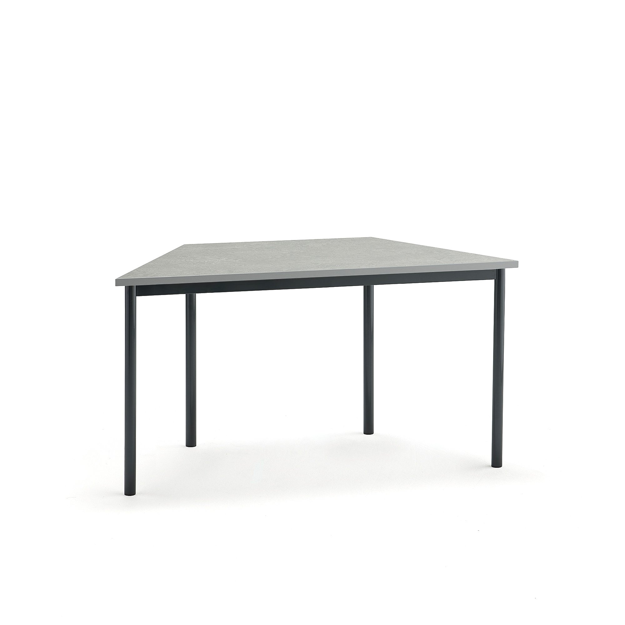 Stůl SONITUS TRAPETS, 1400x700x720 mm, antracitově šedé nohy, deska s linoleem, šedá