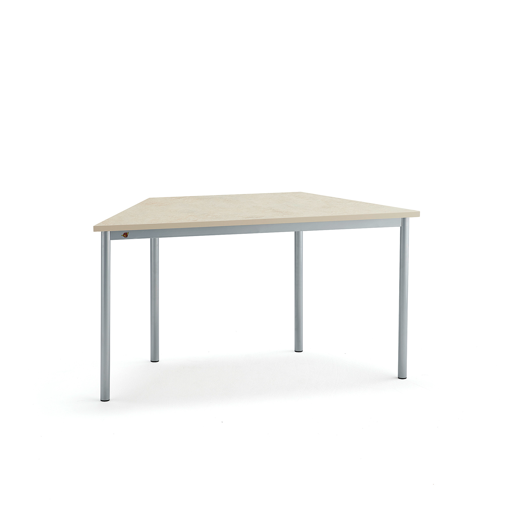 Stůl SONITUS TRAPETS, 1400x700x720 mm, stříbrné nohy, deska s linoleem, béžová
