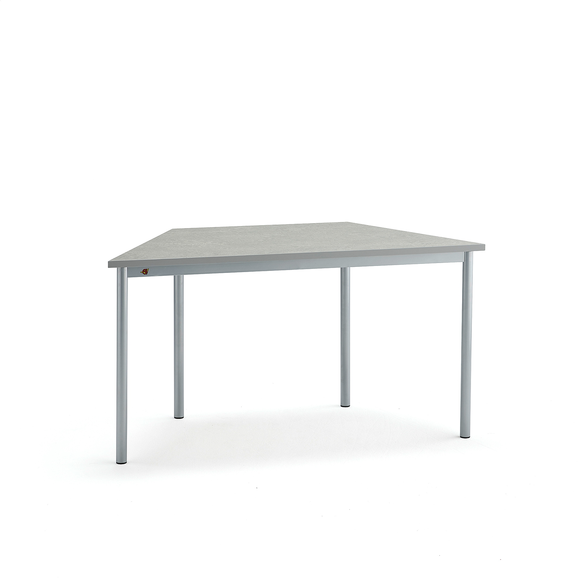 Stůl SONITUS TRAPETS, 1400x700x720 mm, stříbrné nohy, deska s linoleem, šedá