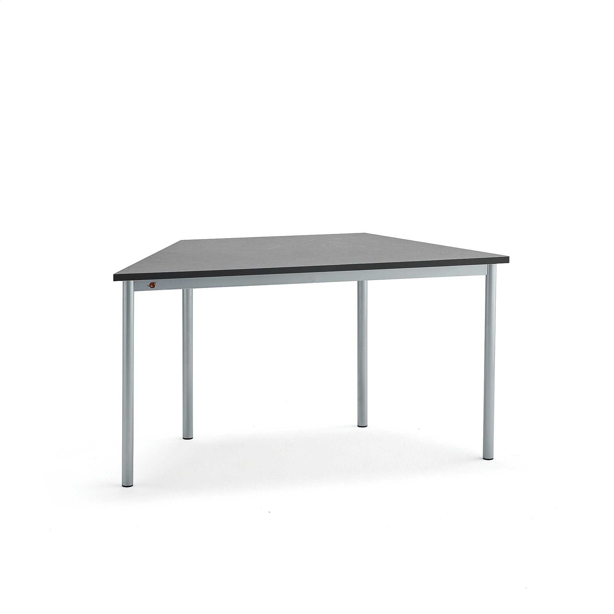 Stůl SONITUS TRAPETS, 1400x700x720 mm, stříbrné nohy, deska s linoleem, tmavě šedá
