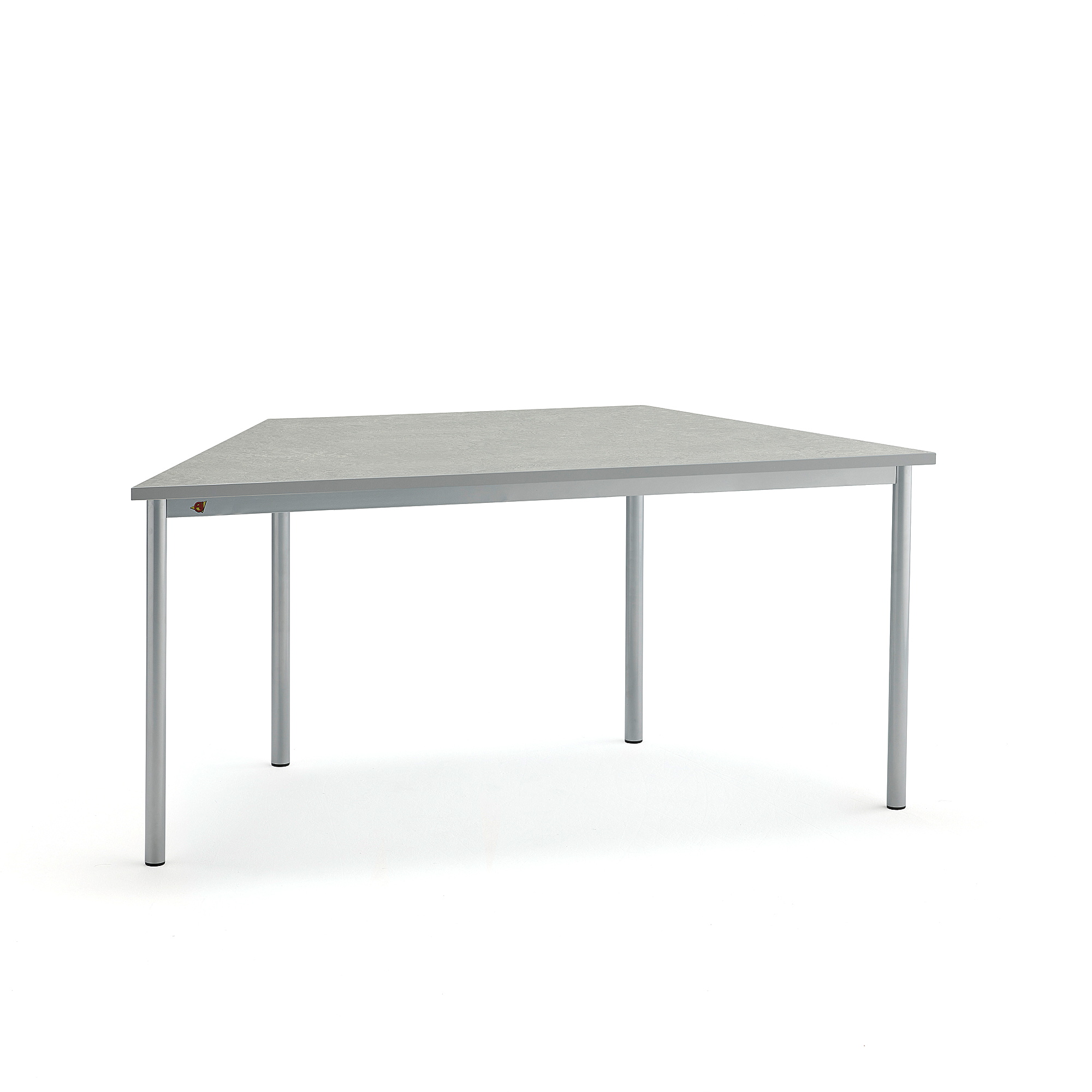 Stůl SONITUS TRAPETS, 1600x800x720 mm, stříbrné nohy, deska s linoleem, šedá