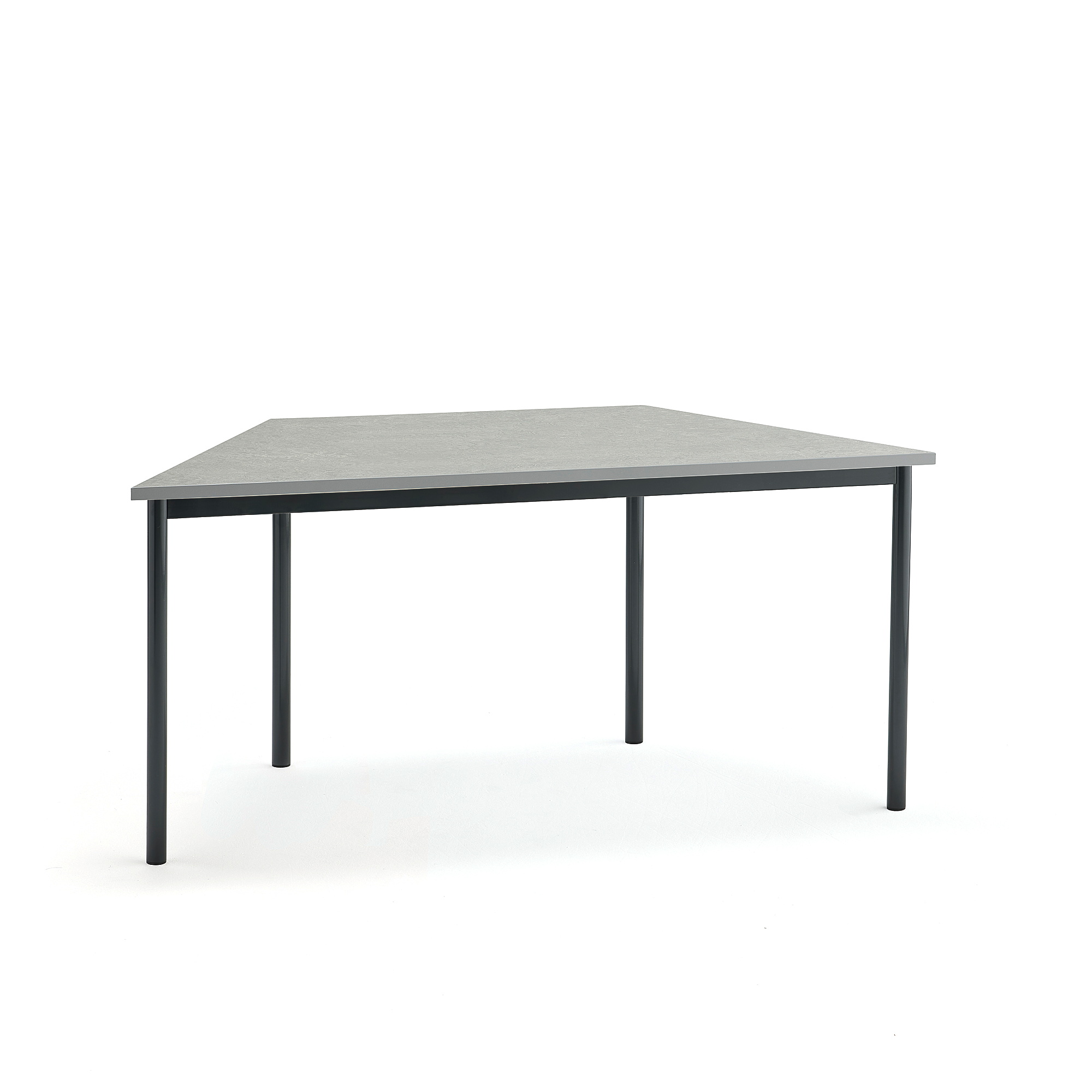 Stůl SONITUS TRAPETS, 1600x800x720 mm, antracitově šedé nohy, deska s linoleem, šedá