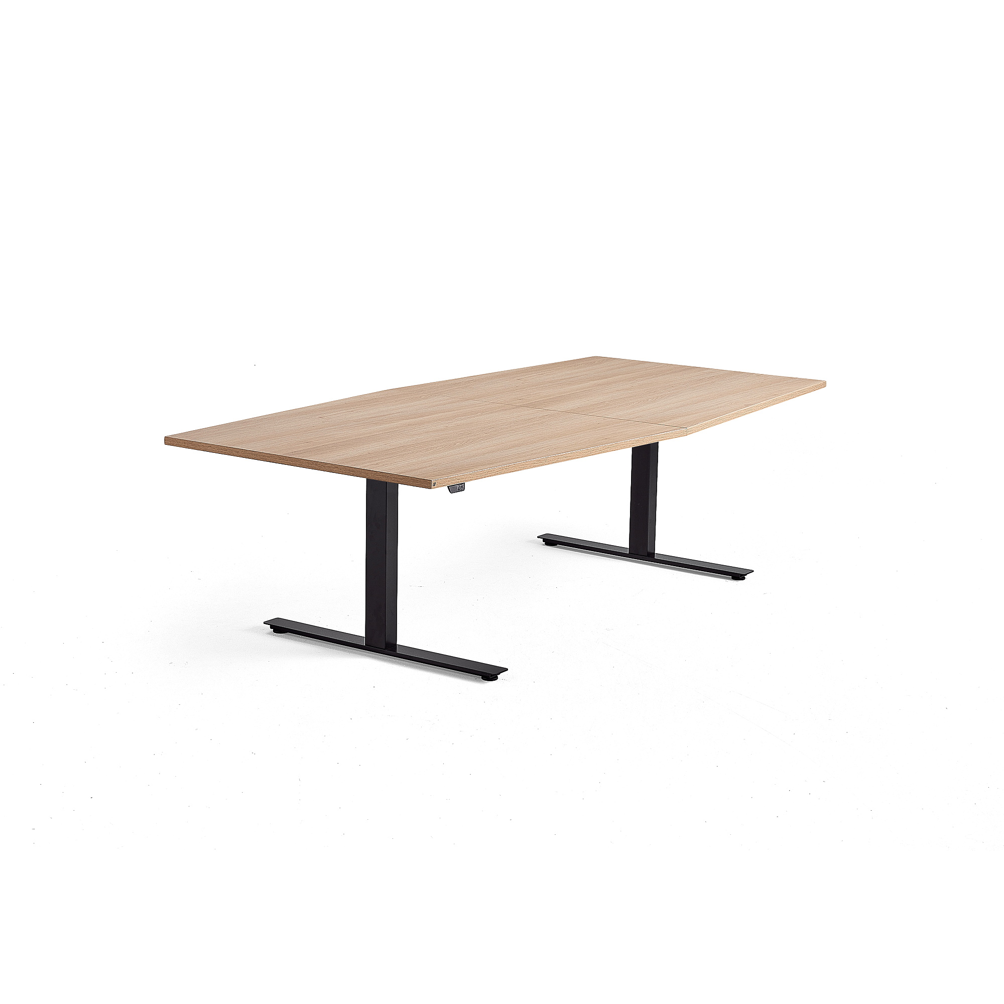 Výškovo nastaviteľný rokovací stôl MODULUS, 2400x1200 mm, čierna, dub