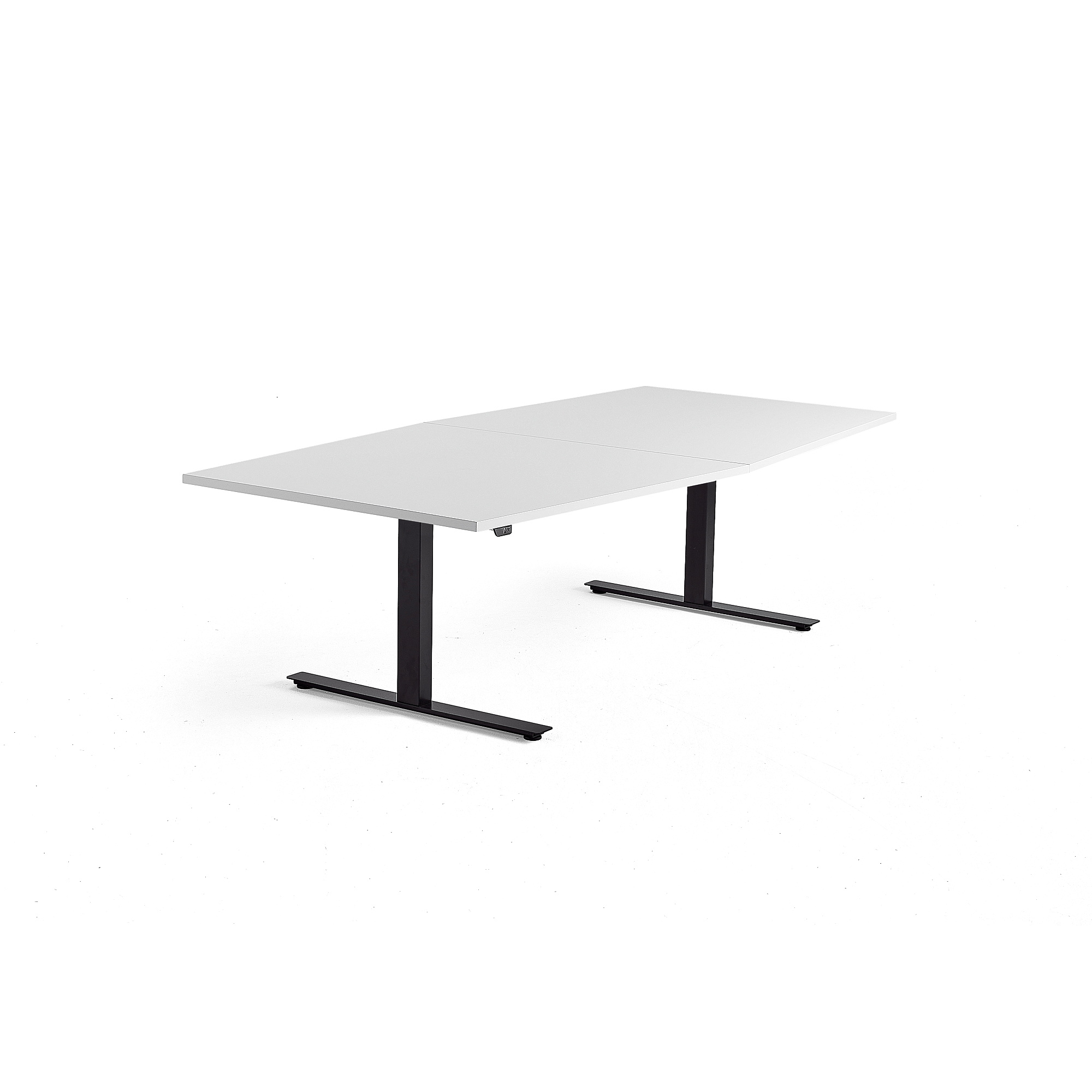 Výškovo nastaviteľný rokovací stôl MODULUS, 2400x1200 mm, čierna, biela