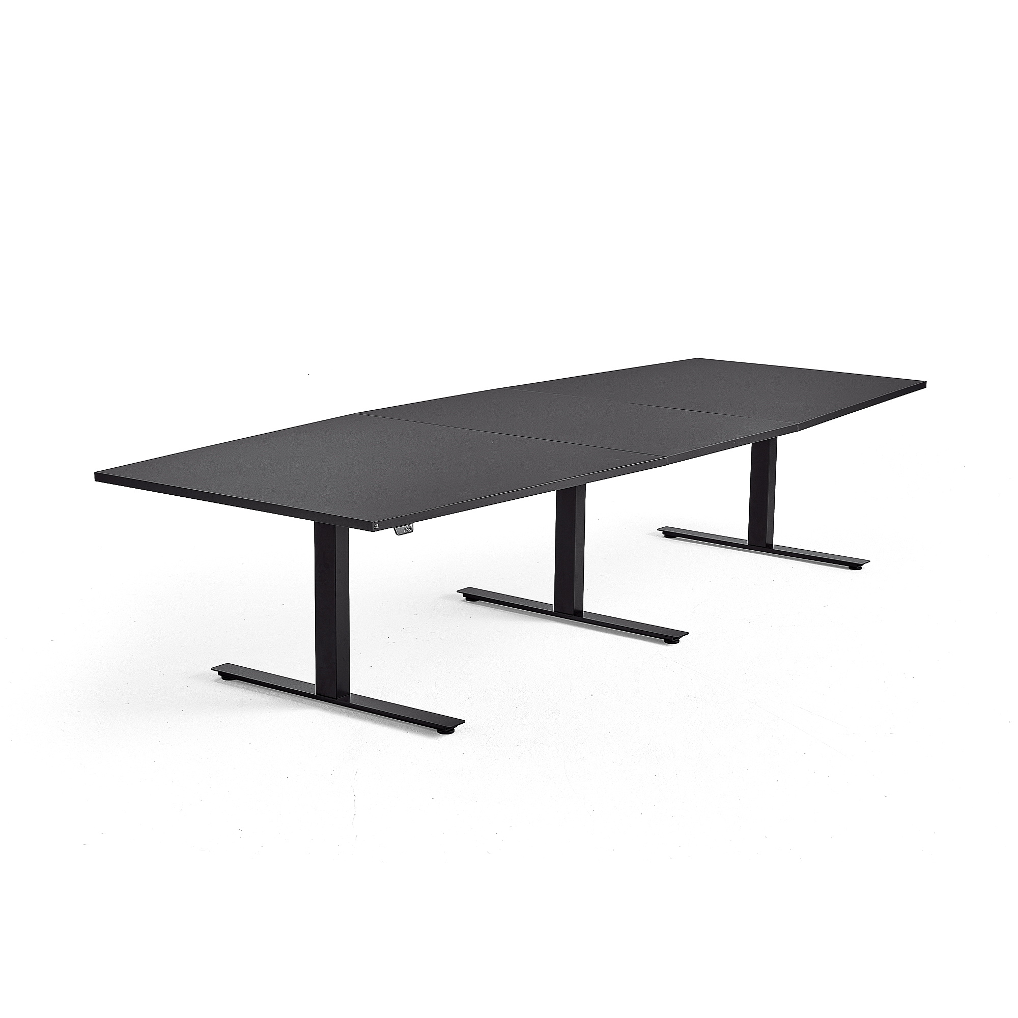 Výškovo nastaviteľný rokovací stôl MODULUS, 3200x1200 mm, čierna, čierna