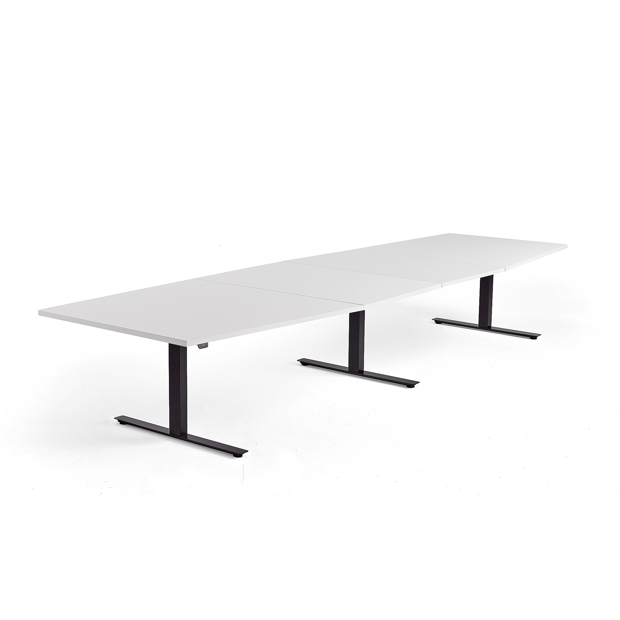 Výškovo nastaviteľný rokovací stôl MODULUS, 4000x1200 mm, čierna, biela