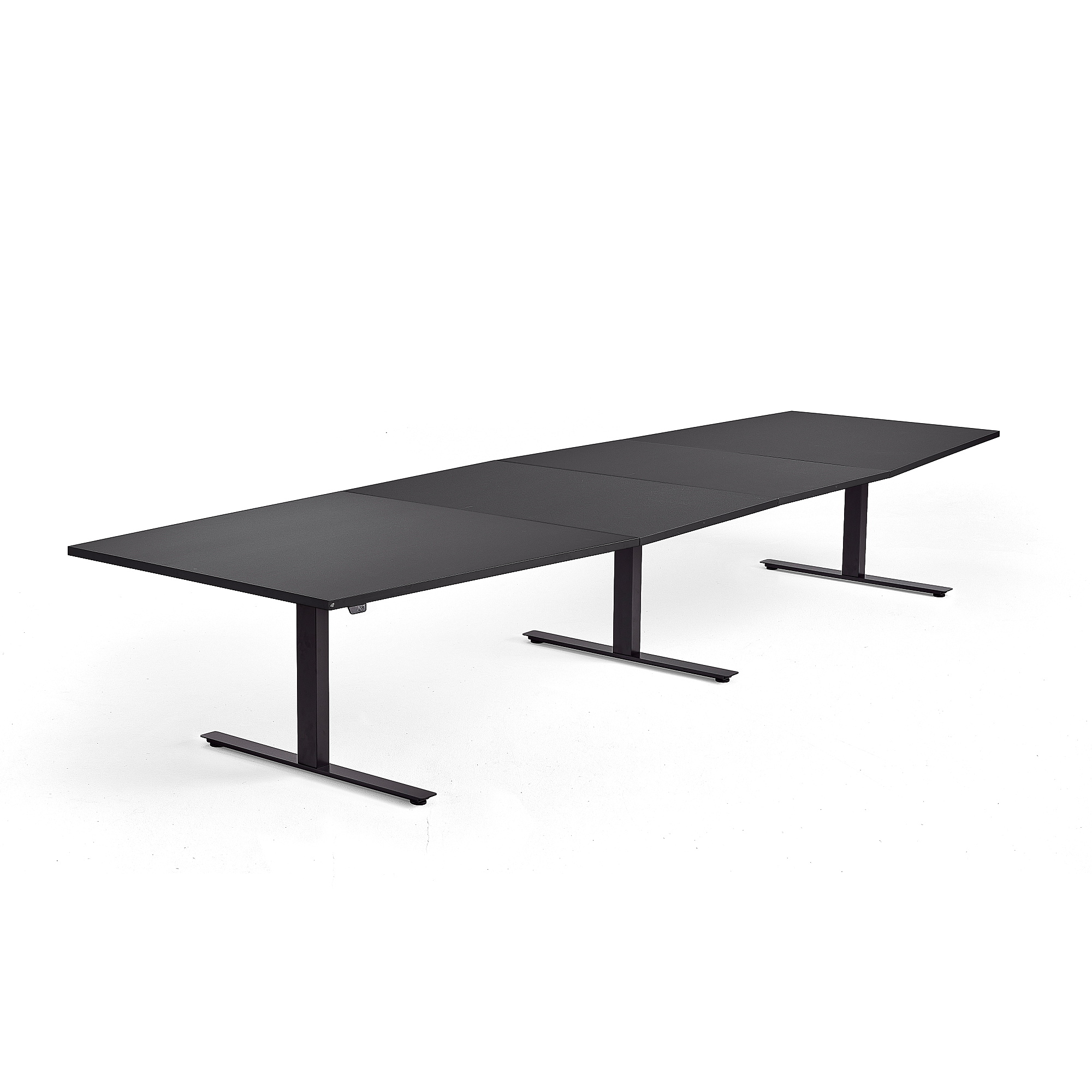 Výškovo nastaviteľný rokovací stôl MODULUS, 4000x1200 mm, čierna, čierna