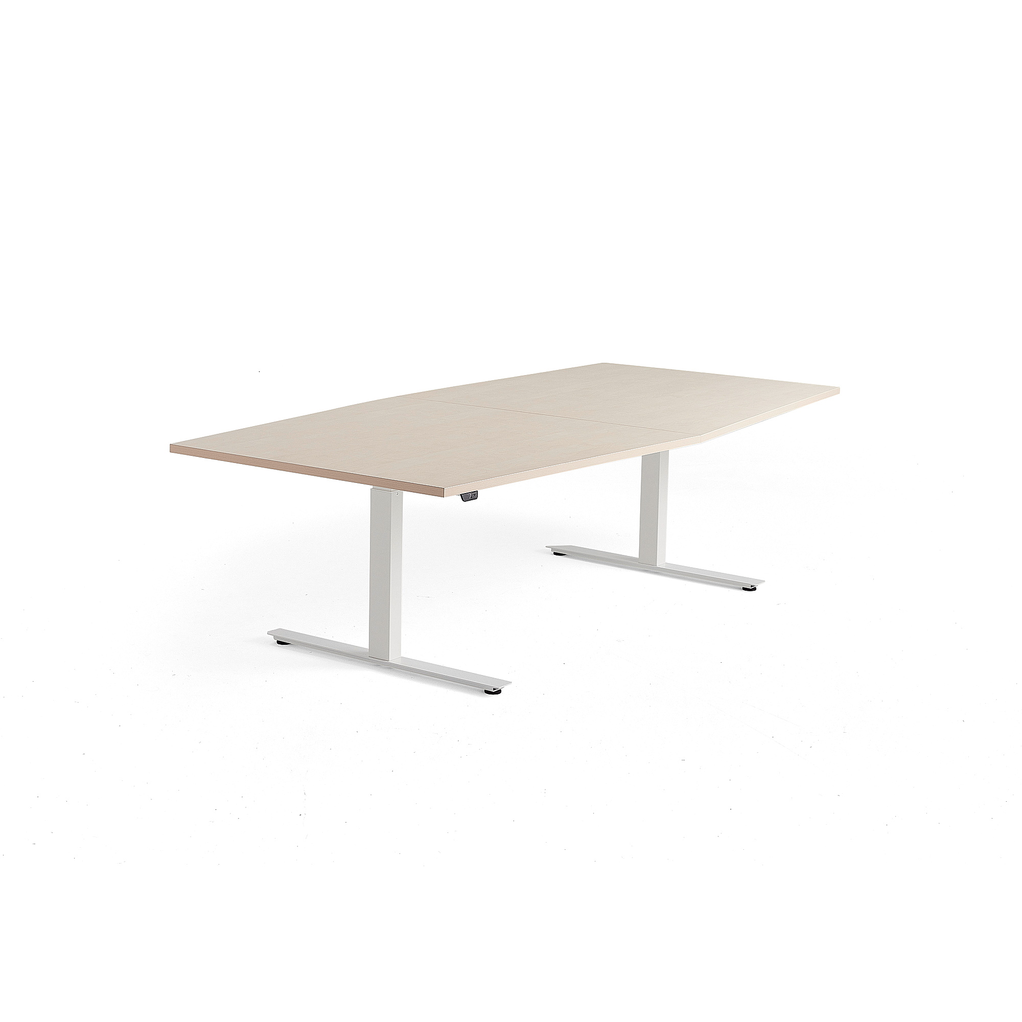 Výškovo nastaviteľný rokovací stôl MODULUS, 2400x1200 mm, biela, breza