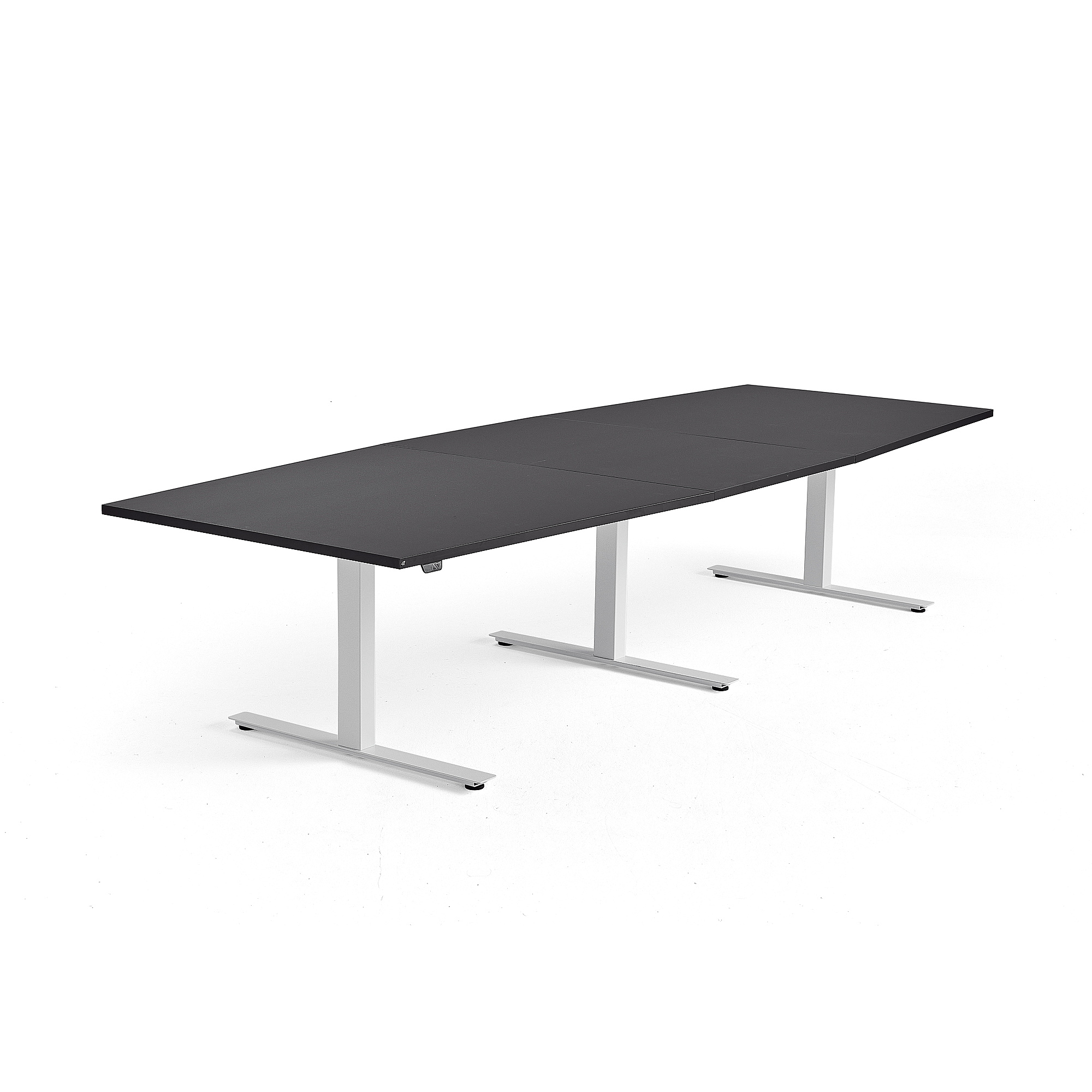 Výškovo nastaviteľný rokovací stôl MODULUS, 3200x1200 mm, biela, čierna