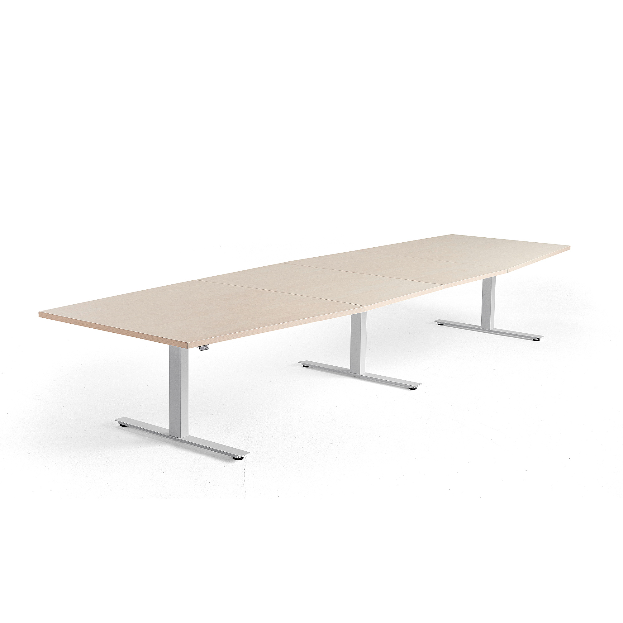 Výškovo nastaviteľný rokovací stôl MODULUS, 4000x1200 mm, biela, breza