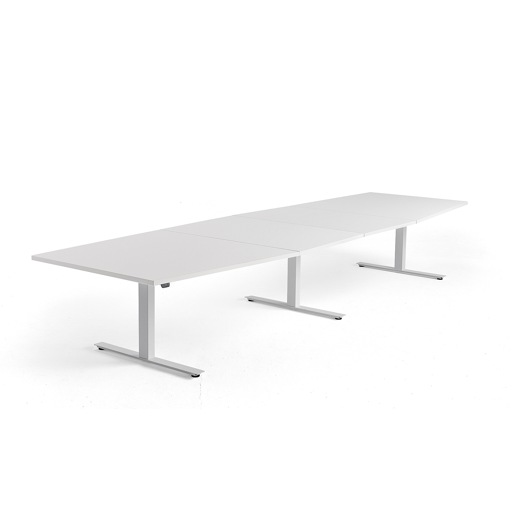 Výškovo nastaviteľný rokovací stôl MODULUS, 4000x1200 mm, biela, biela