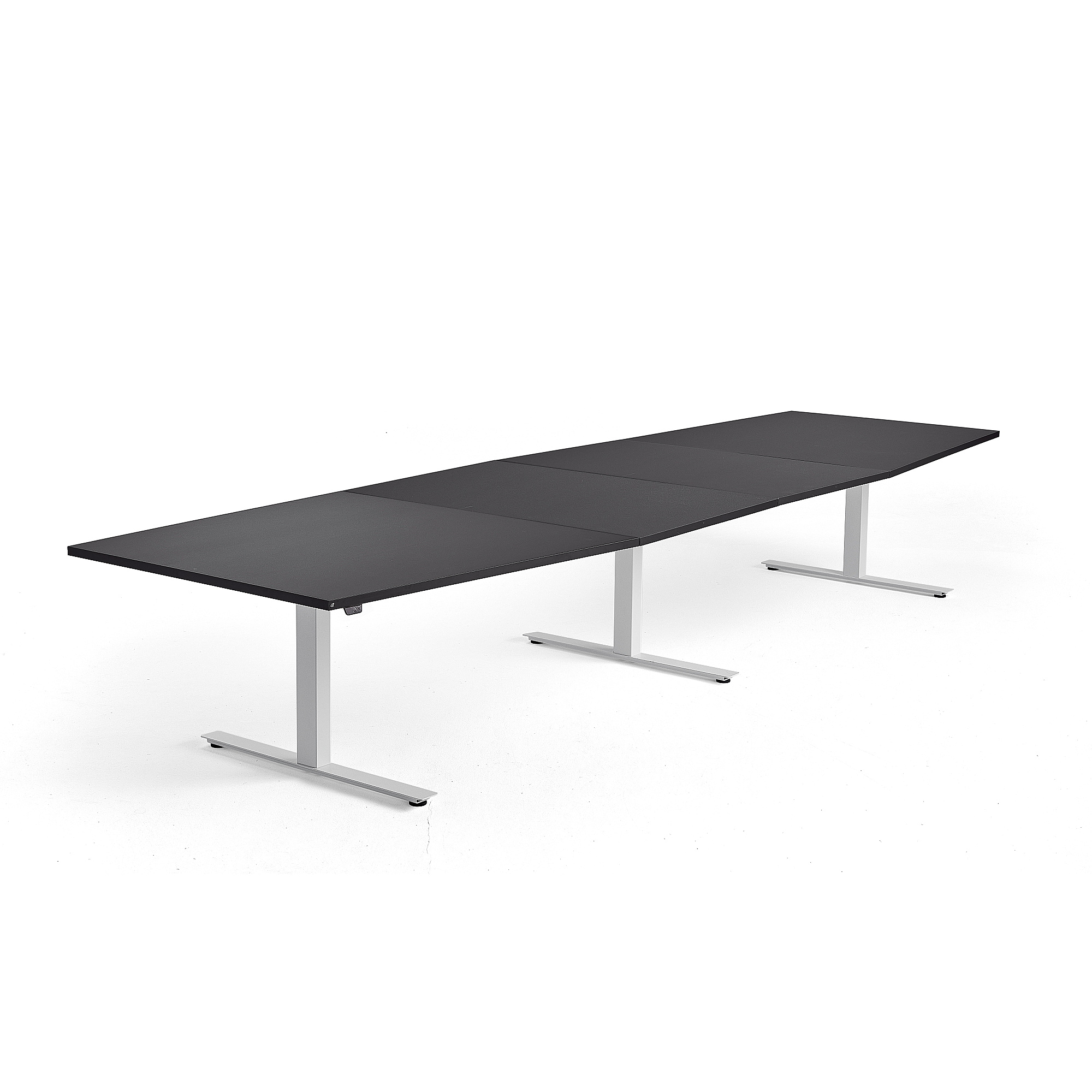 Výškovo nastaviteľný rokovací stôl MODULUS, 4000x1200 mm, biela, čierna