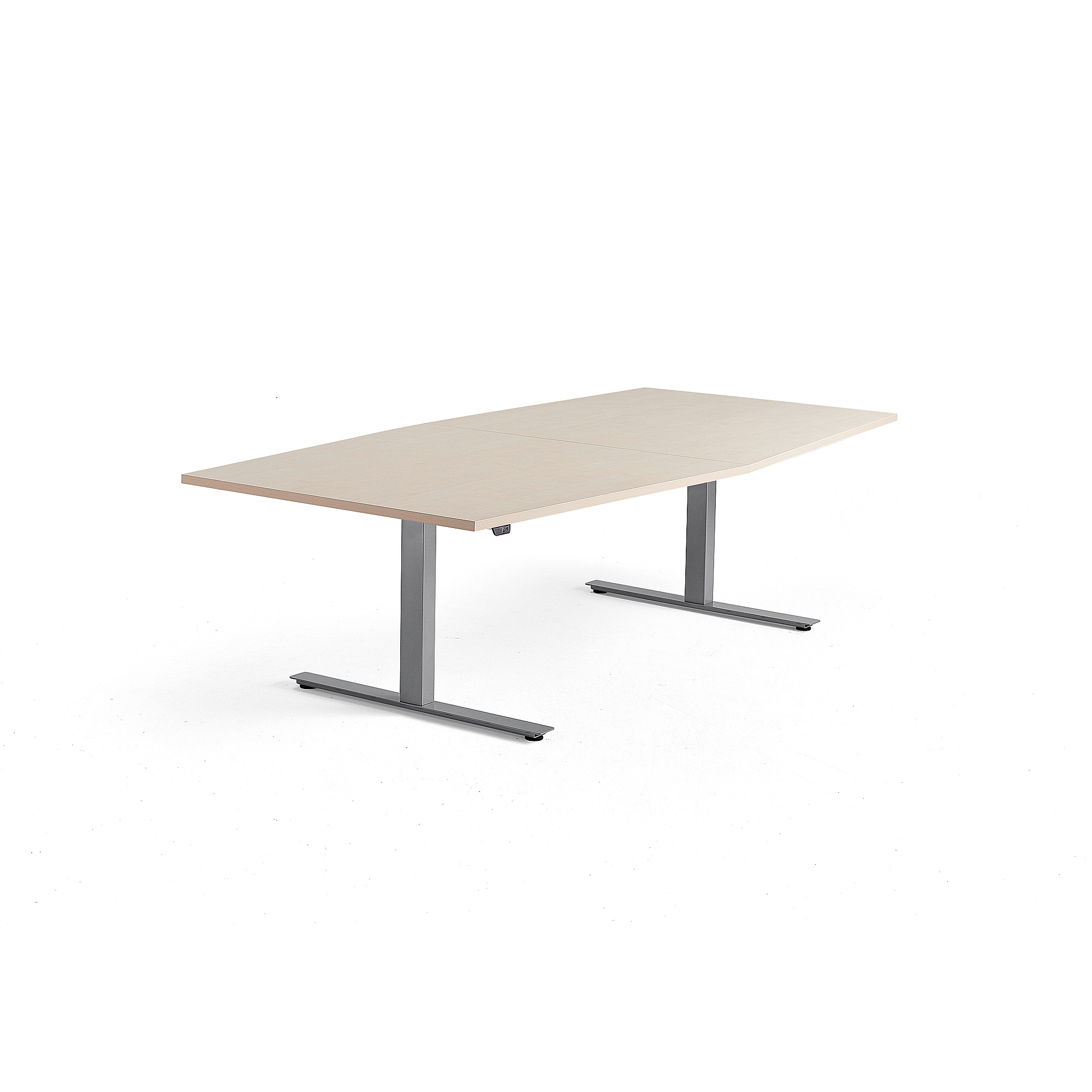 Výškovo nastaviteľný rokovací stôl MODULUS, 2400x1200 mm, strieborná, breza
