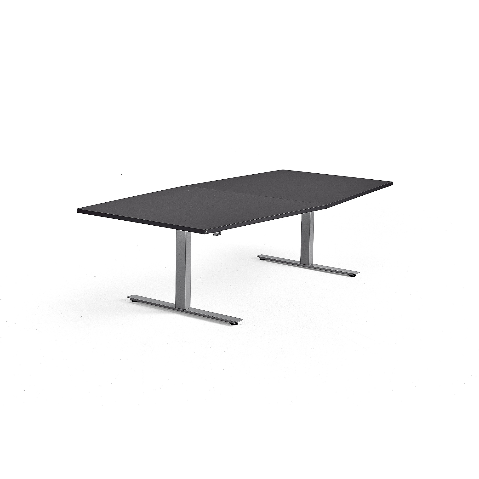 Výškovo nastaviteľný rokovací stôl MODULUS, 2400x1200 mm, strieborná, čierna