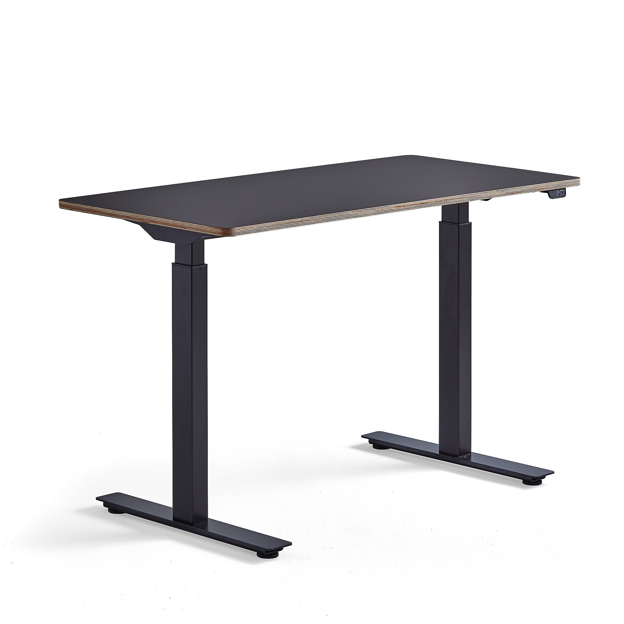 Výškovo nastaviteľný stôl NOVUS, 1200x600 mm, čierny rám, čierna doska