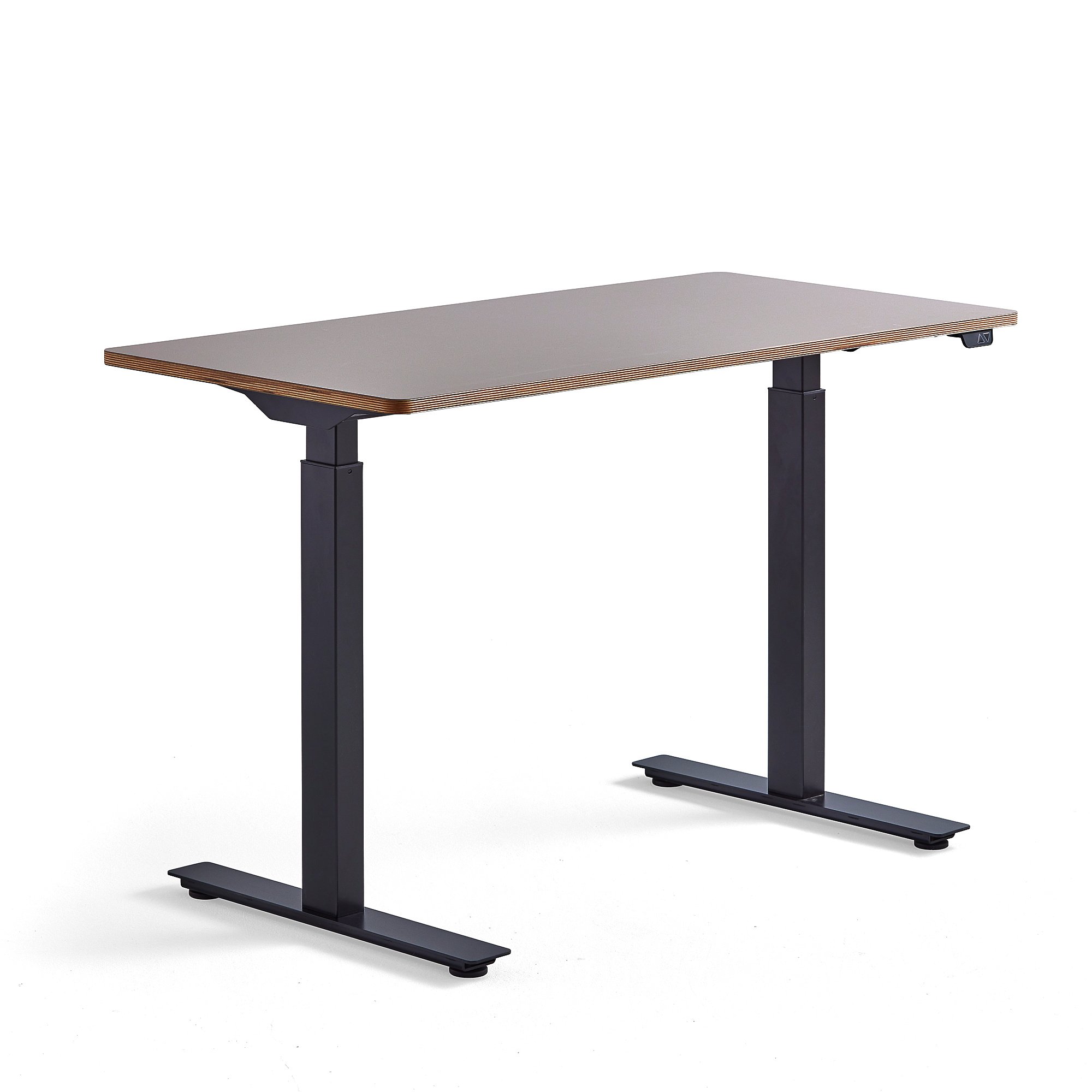 Výškově nastavitelný stůl NOVUS, 1200x600 mm, černá podnož, jílově šedá deska