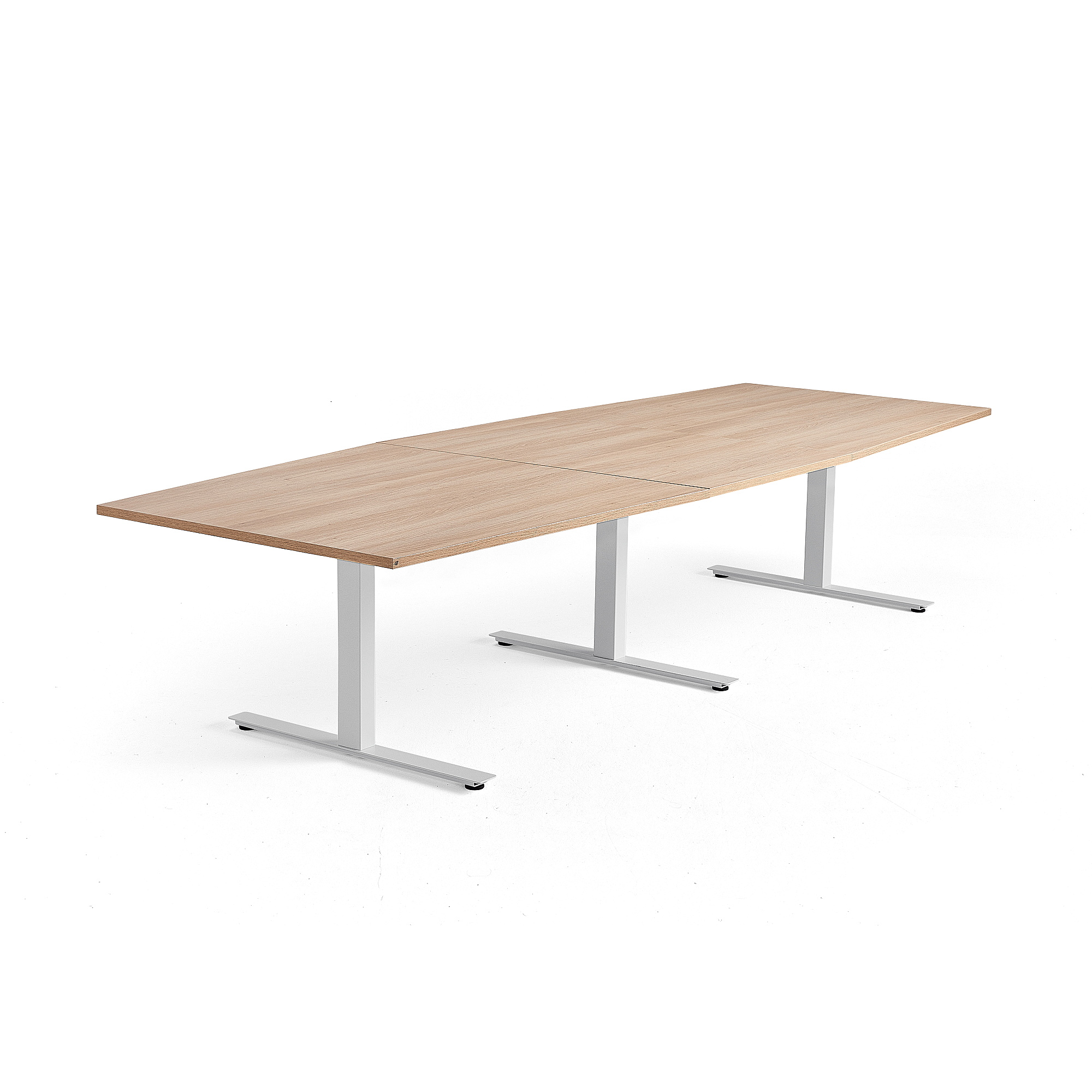 Rokovací stôl MODULUS, 3200x1200 mm, T-rám, biela, dub