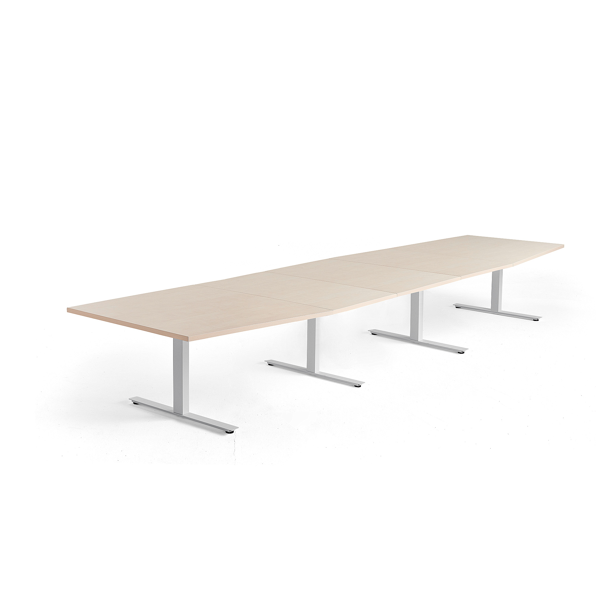 Rokovací stôl MODULUS, 4800x1200 mm, T-rám, biela, breza