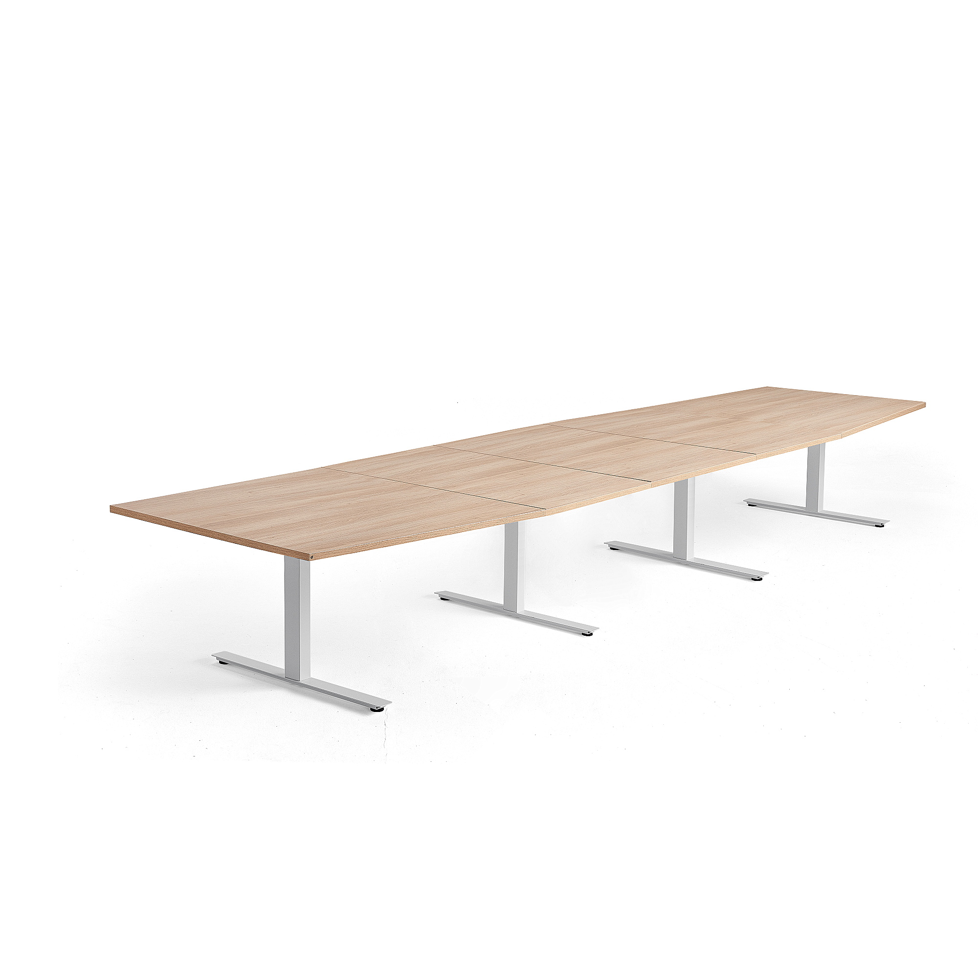 Rokovací stôl MODULUS, 4800x1200 mm, T-rám, biela, dub
