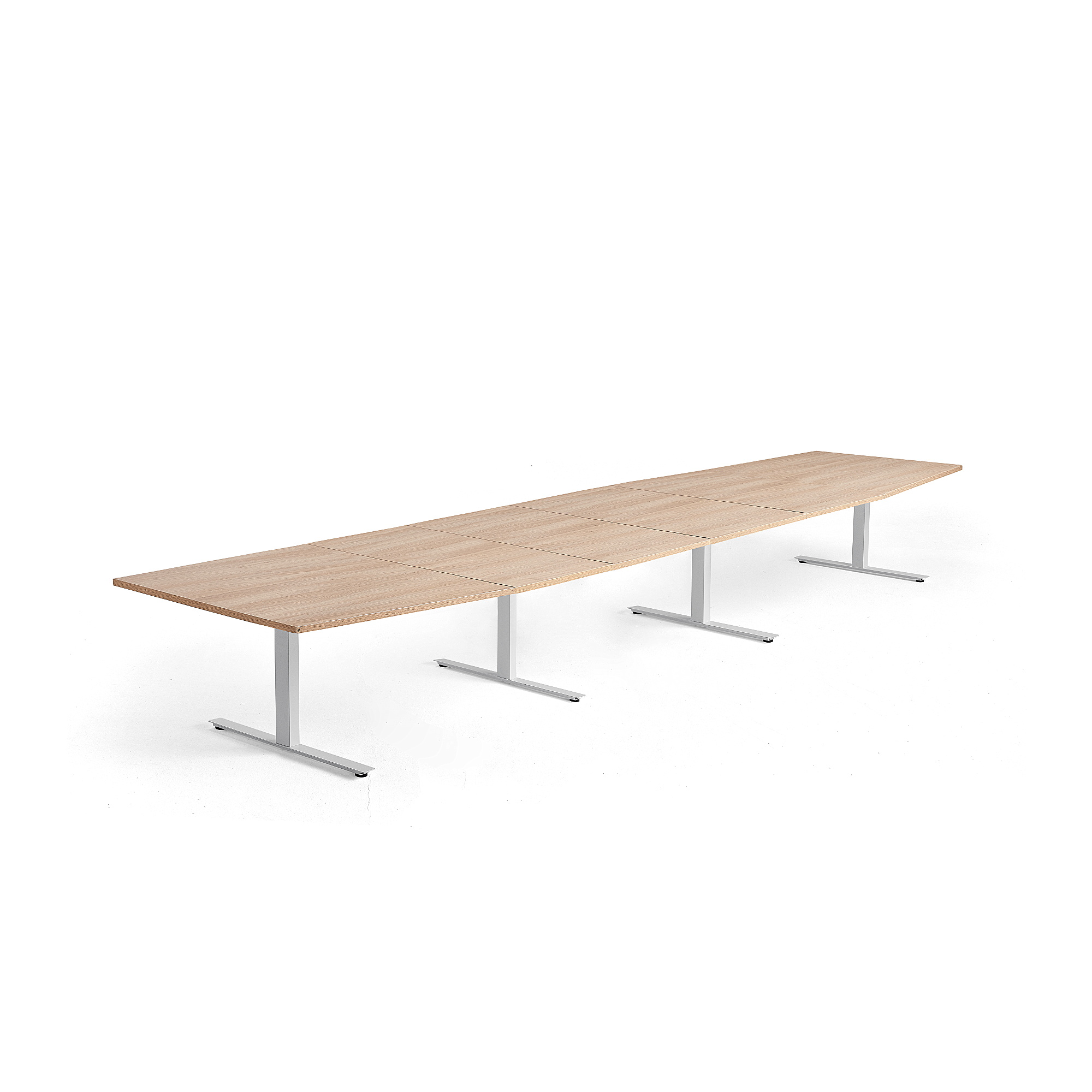Rokovací stôl MODULUS, 5600x1200 mm, T-rám, biela, dub