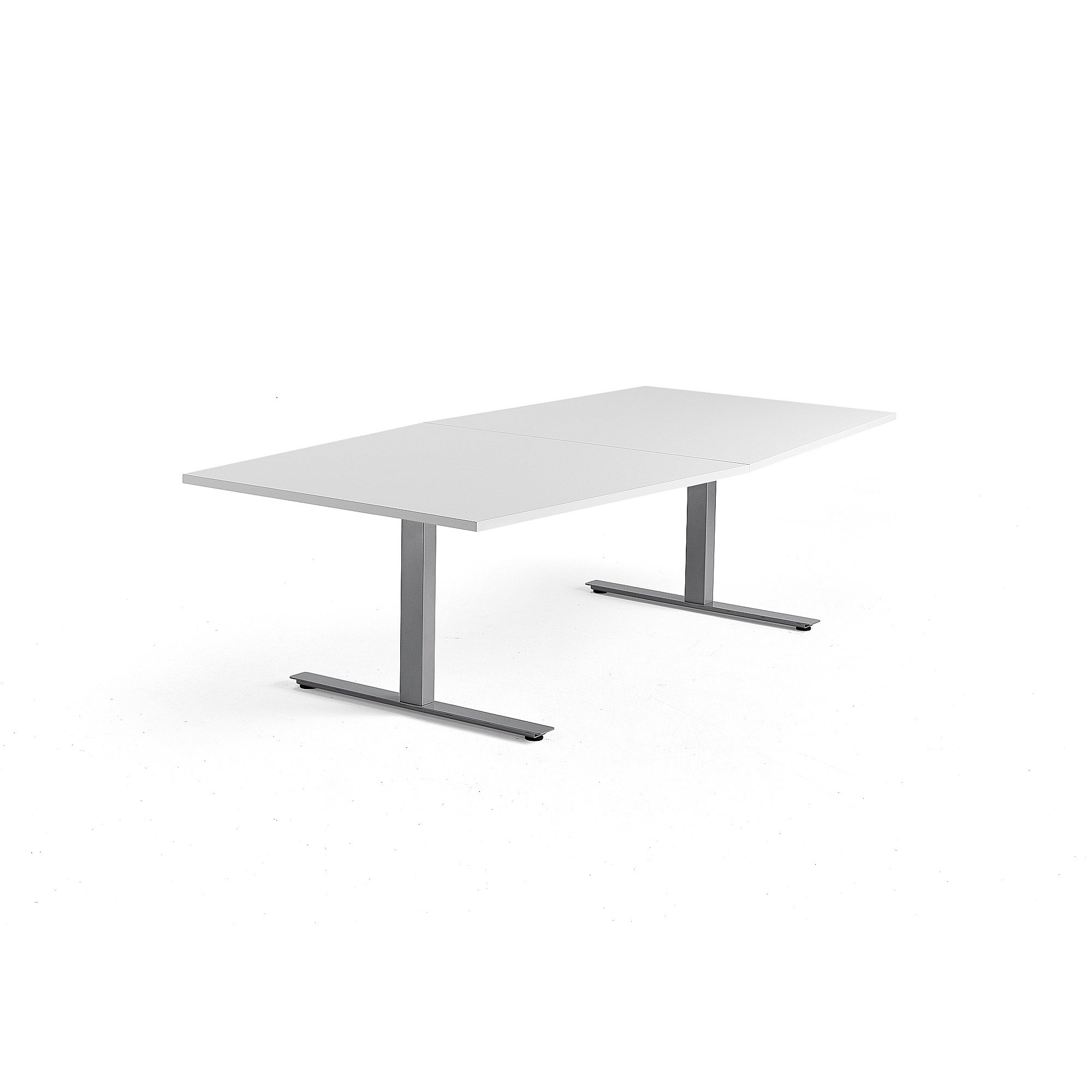 Rokovací stôl MODULUS, 2400x1200 mm, T-rám, strieborná, biela