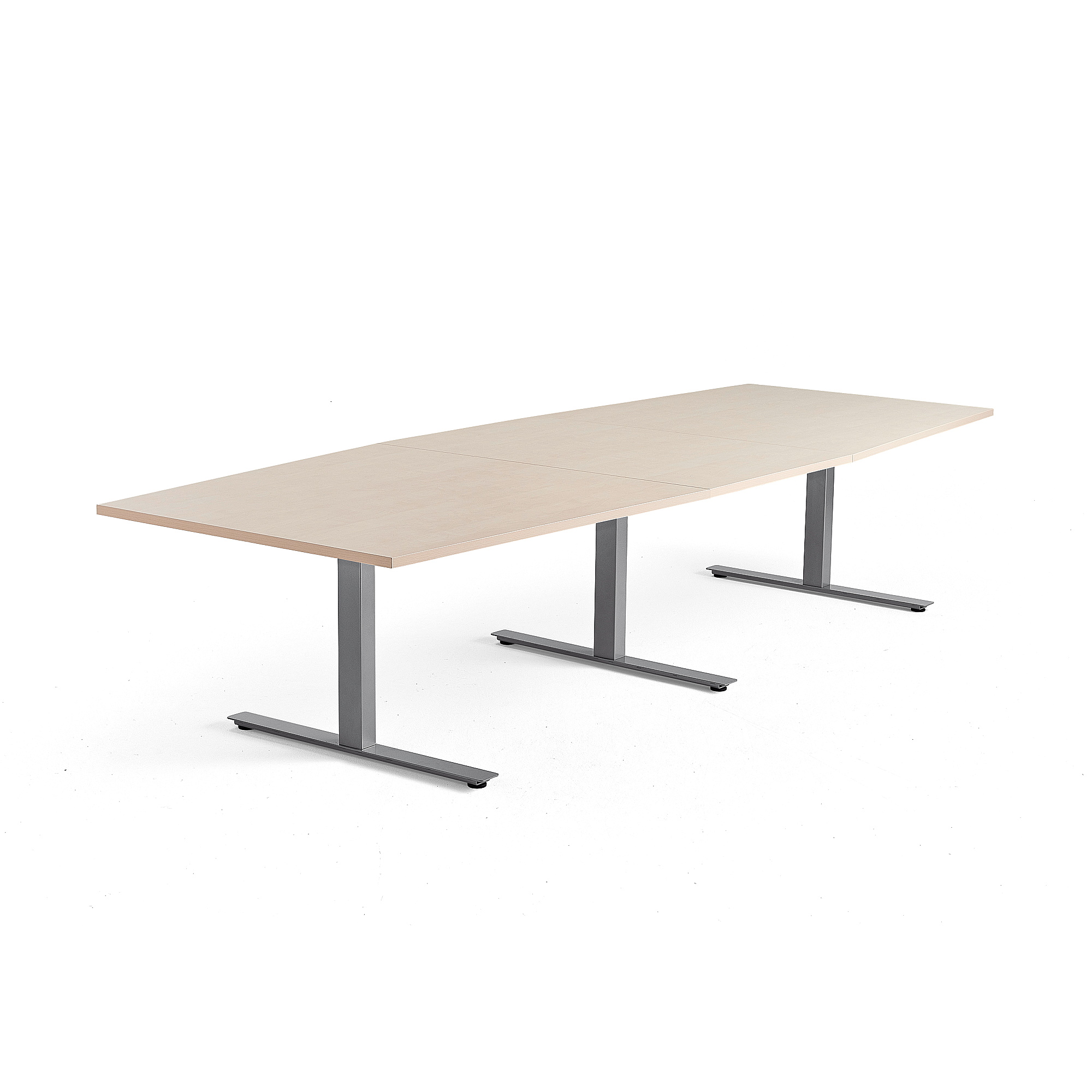 Rokovací stôl MODULUS, 3200x1200 mm, T-rám, strieborná, breza