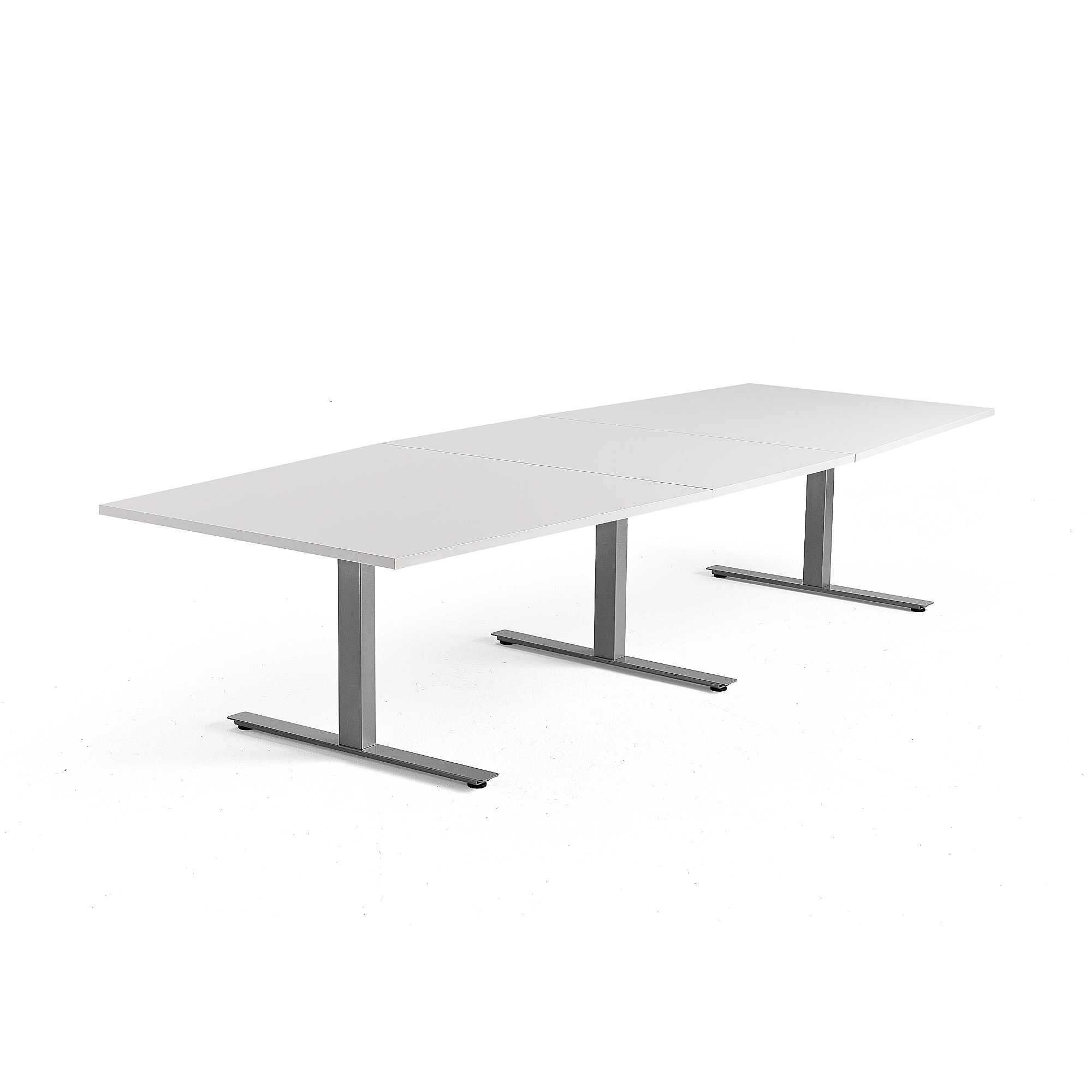 Rokovací stôl MODULUS, 3200x1200 mm, T-rám, strieborná, biela